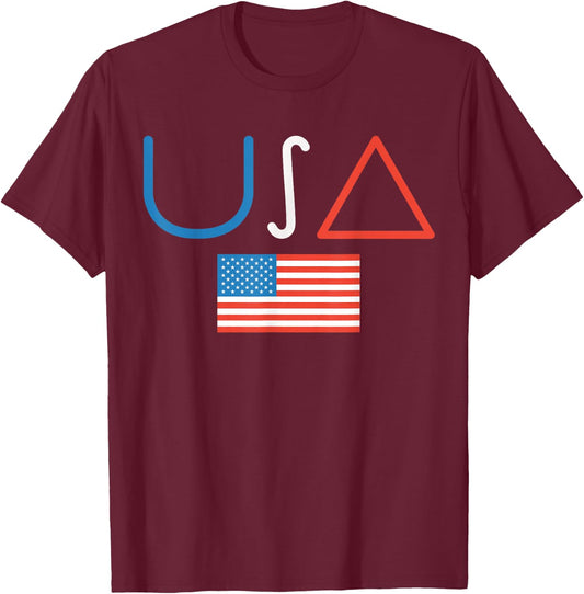 USA Math Symbols American Flag Math Teacher 4th Of July T-Shirt - T-Shirt | Maroon