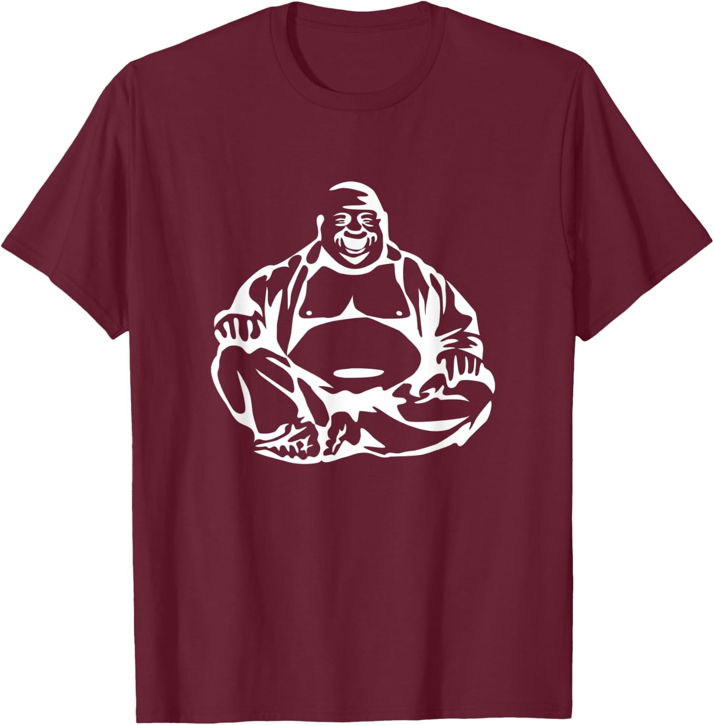 "Fat Laughing Budai" Buddha T-Shirt - T-Shirt | Maroon