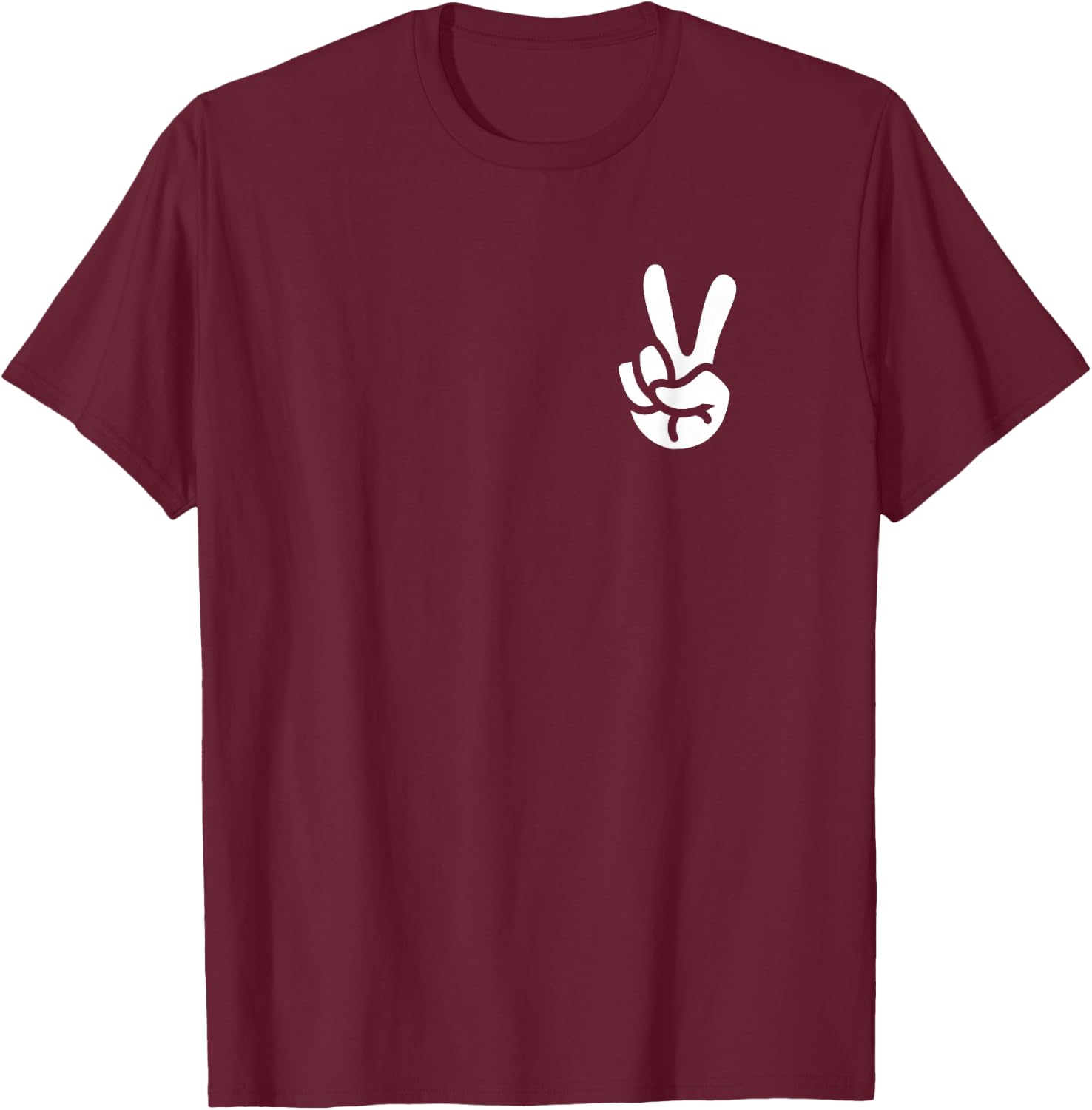 Peace Fingers Hippie V Sign Peace Sign T-Shirt - T-Shirt | Maroon