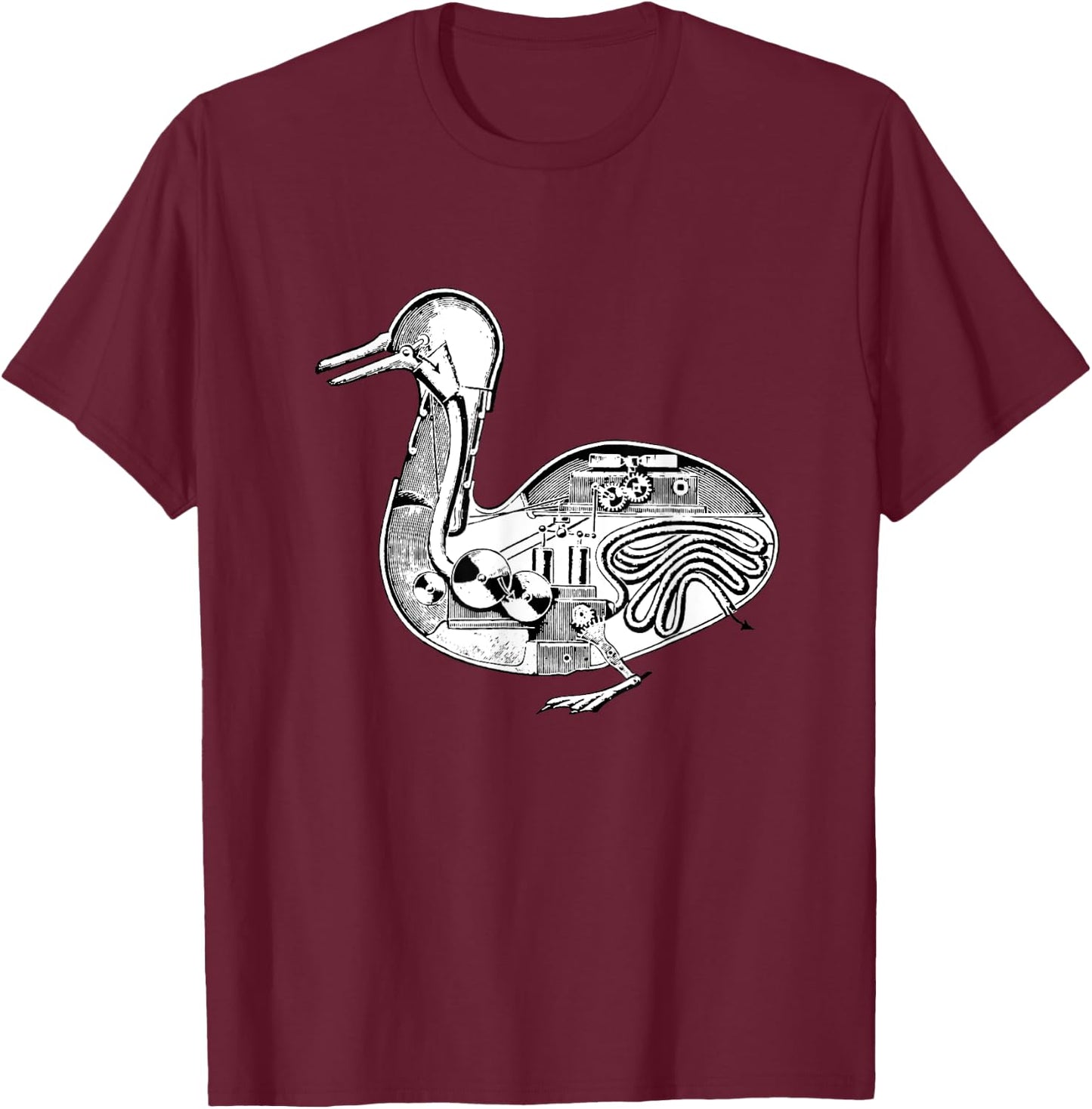 Digesting Duck Automaton Blueprint Vaucanson Robot Nerd T-Shirt - T-Shirt | Maroon