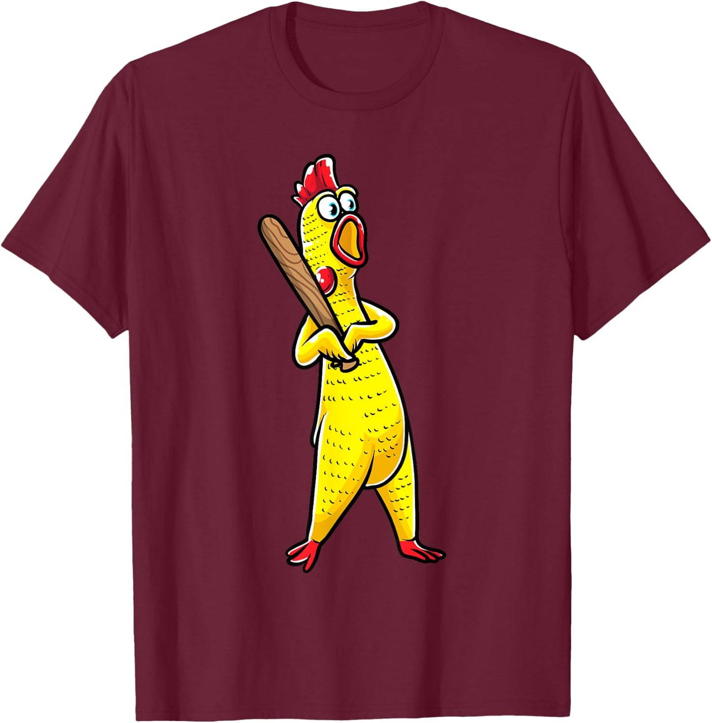Funny Rubber Chicken With Baseball Bat Sports Men Kids T-Shirt - T-Shirt | Maroon