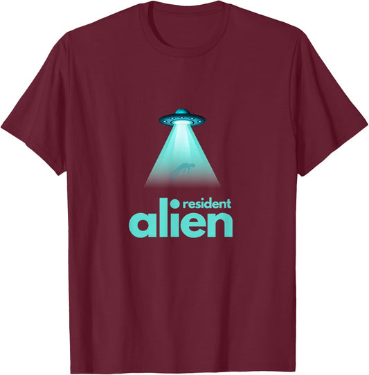 Alien UFO Earth Space Resident T-Shirt - T-Shirt | Maroon