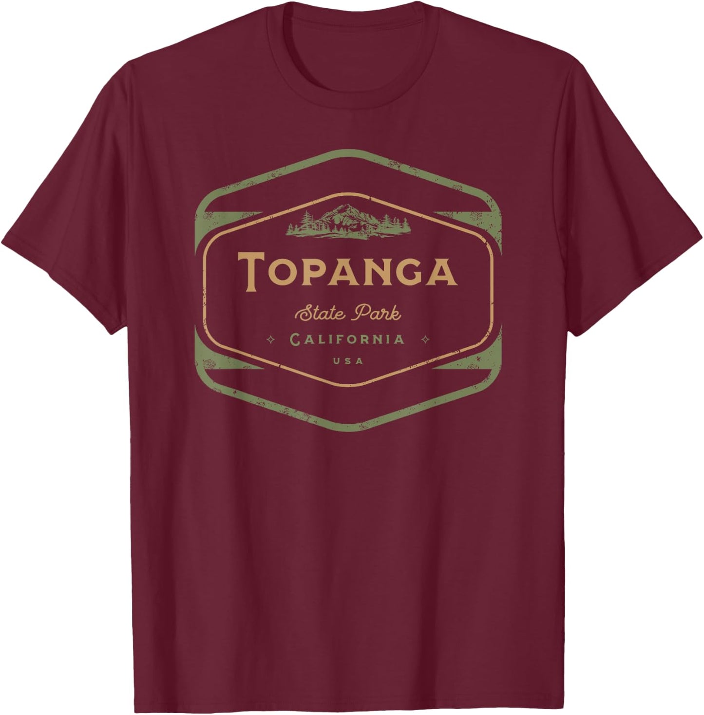 Topanga State Park California Retro Vintage T-Shirt - T-Shirt | Maroon