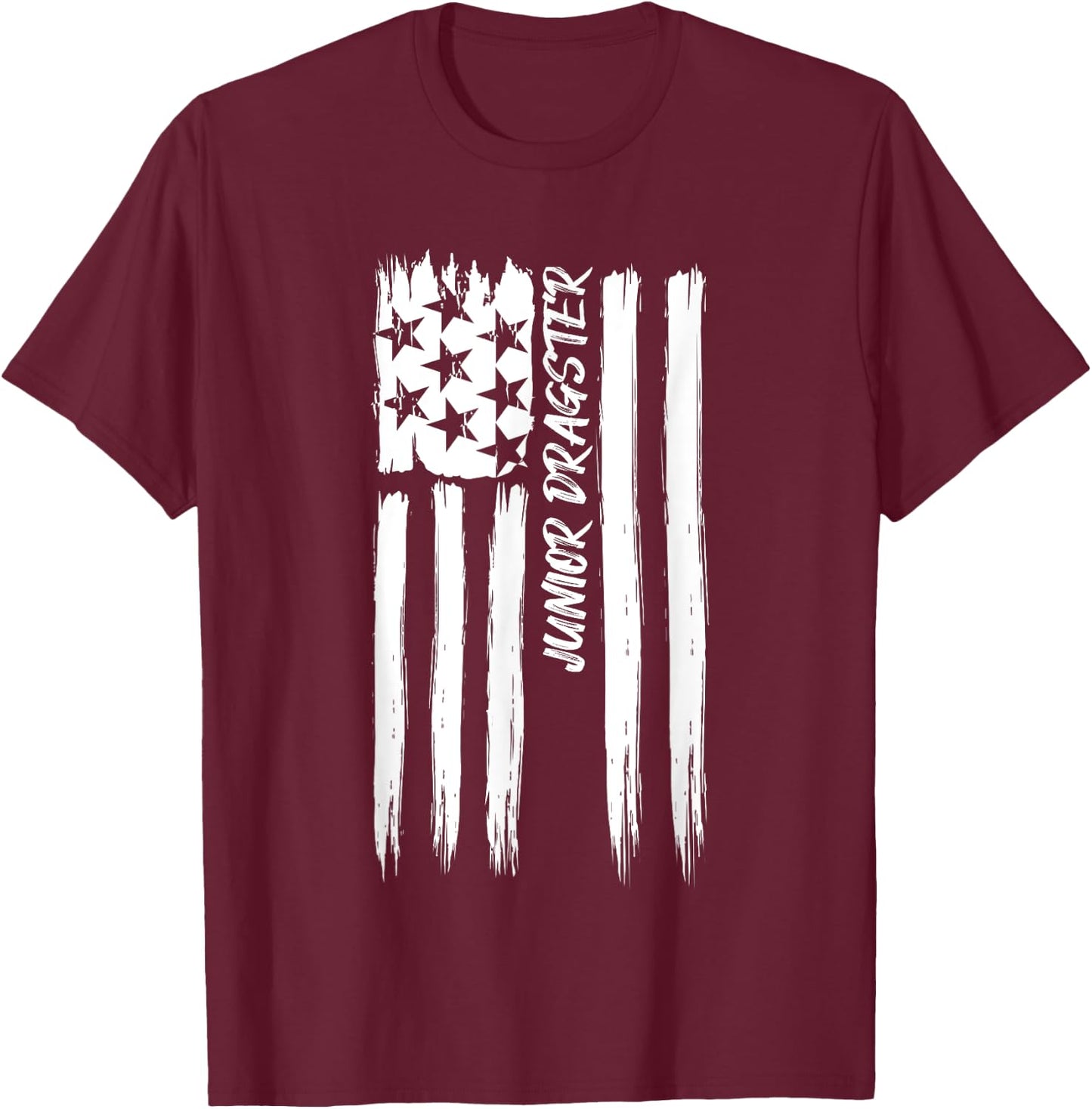 Junior Dragster Flag Racing Patriotic USA American Car Race T-Shirt - T-Shirt | Maroon