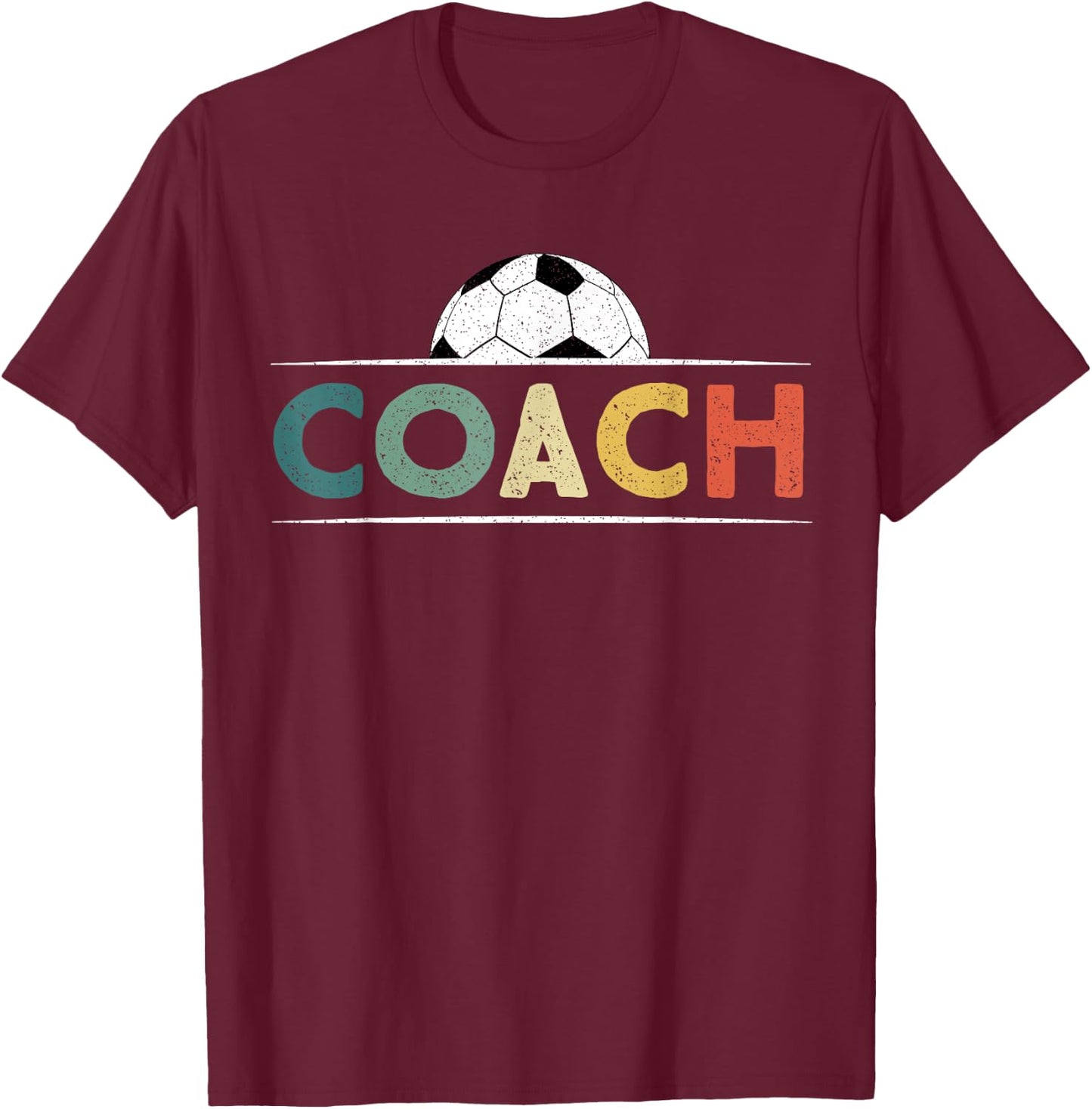 Soccer Coach Gifts Funny Retro Vintage Soccer Ball Coaching T-Shirt - T-Shirt | Maroon
