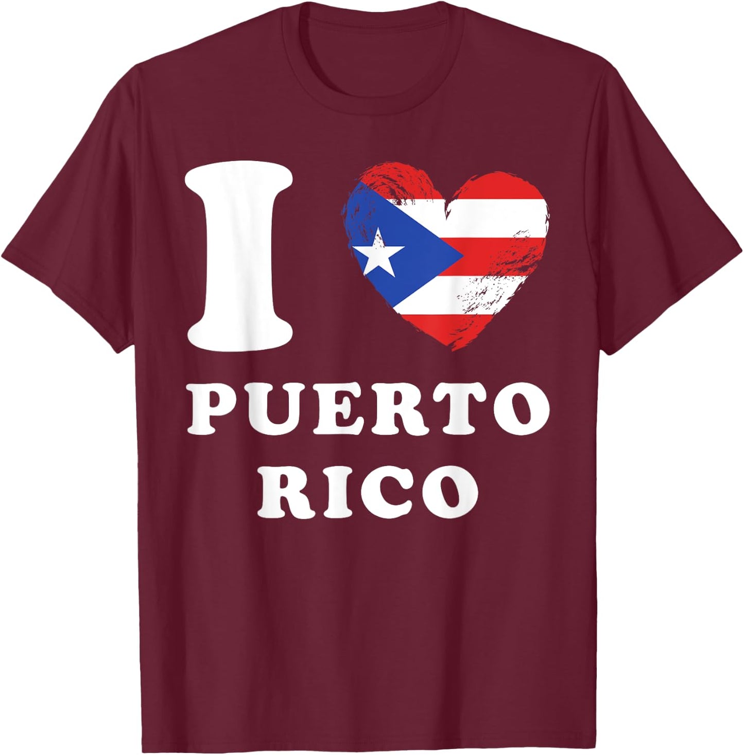 I Love Puerto Rico - Heart Flag Puerto Rico T-Shirt - T-Shirt | Maroon