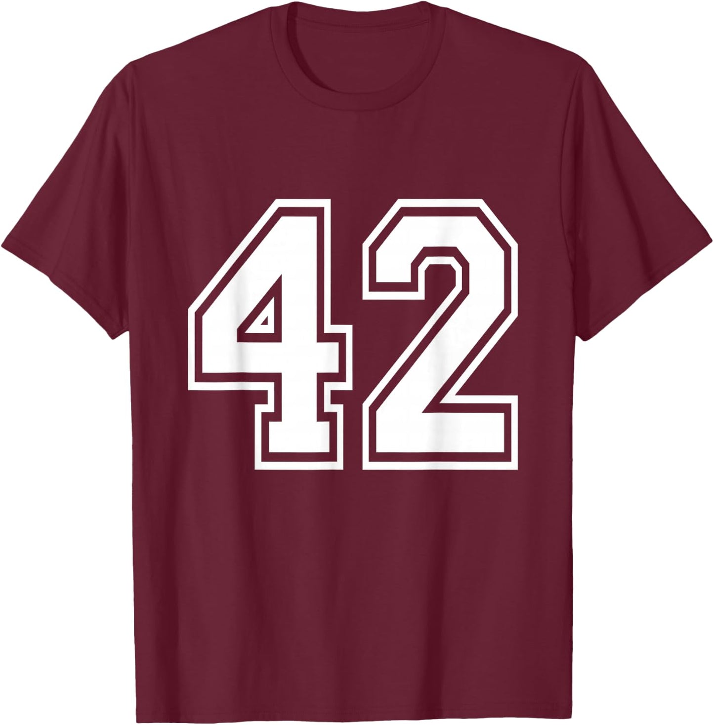 Number 42 Varsity Sports Team Jersey 42nd Birthday 42 Years T-Shirt - T-Shirt | Maroon