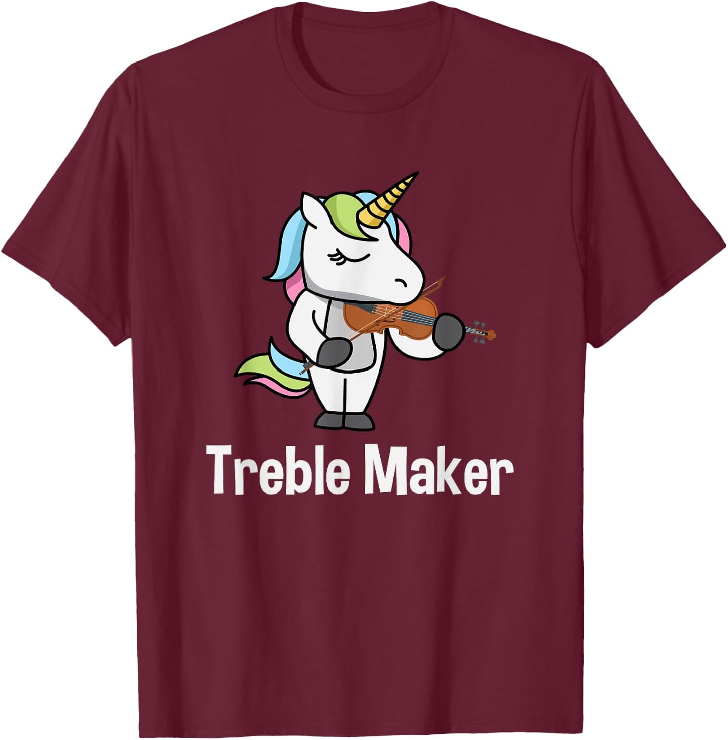 Violinist Shirt for Girls - Treble Maker Unicorn Violin Gift T-Shirt - T-Shirt | Maroon