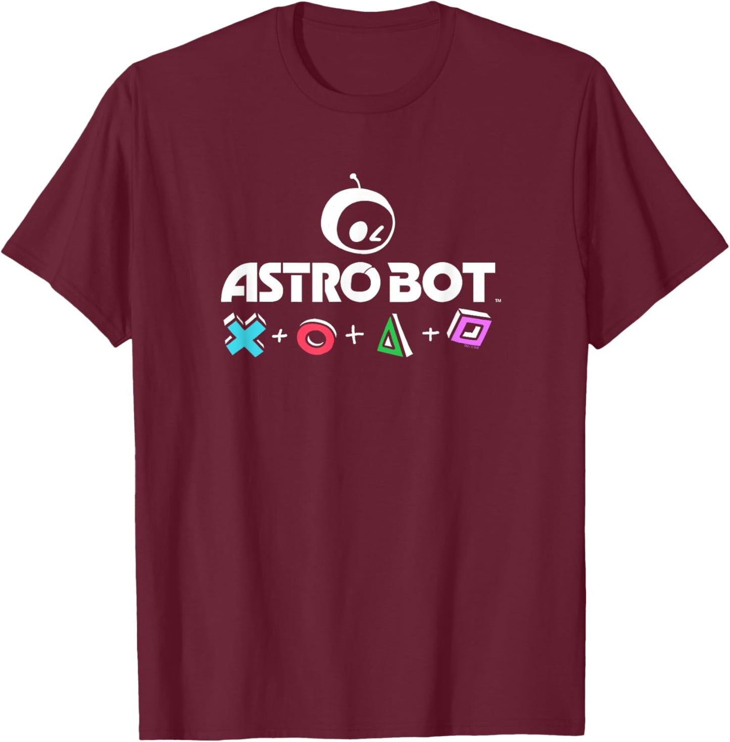 Astro Bot Rescue Mission PlayStation Symbols Video Game T-Shirt - T-Shirt | Maroon