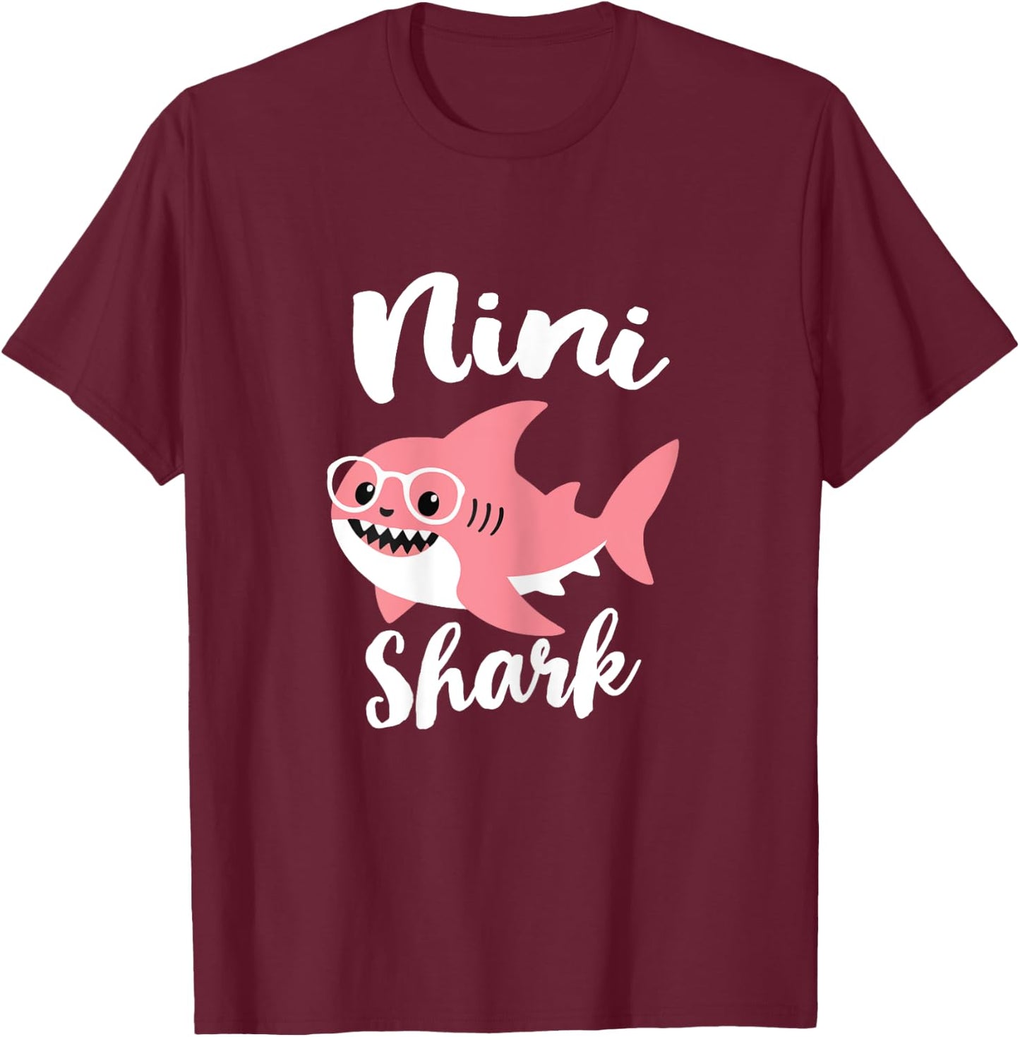 Nini Shark Mother's Day Grandma Funny T-Shirt - T-Shirt | Maroon