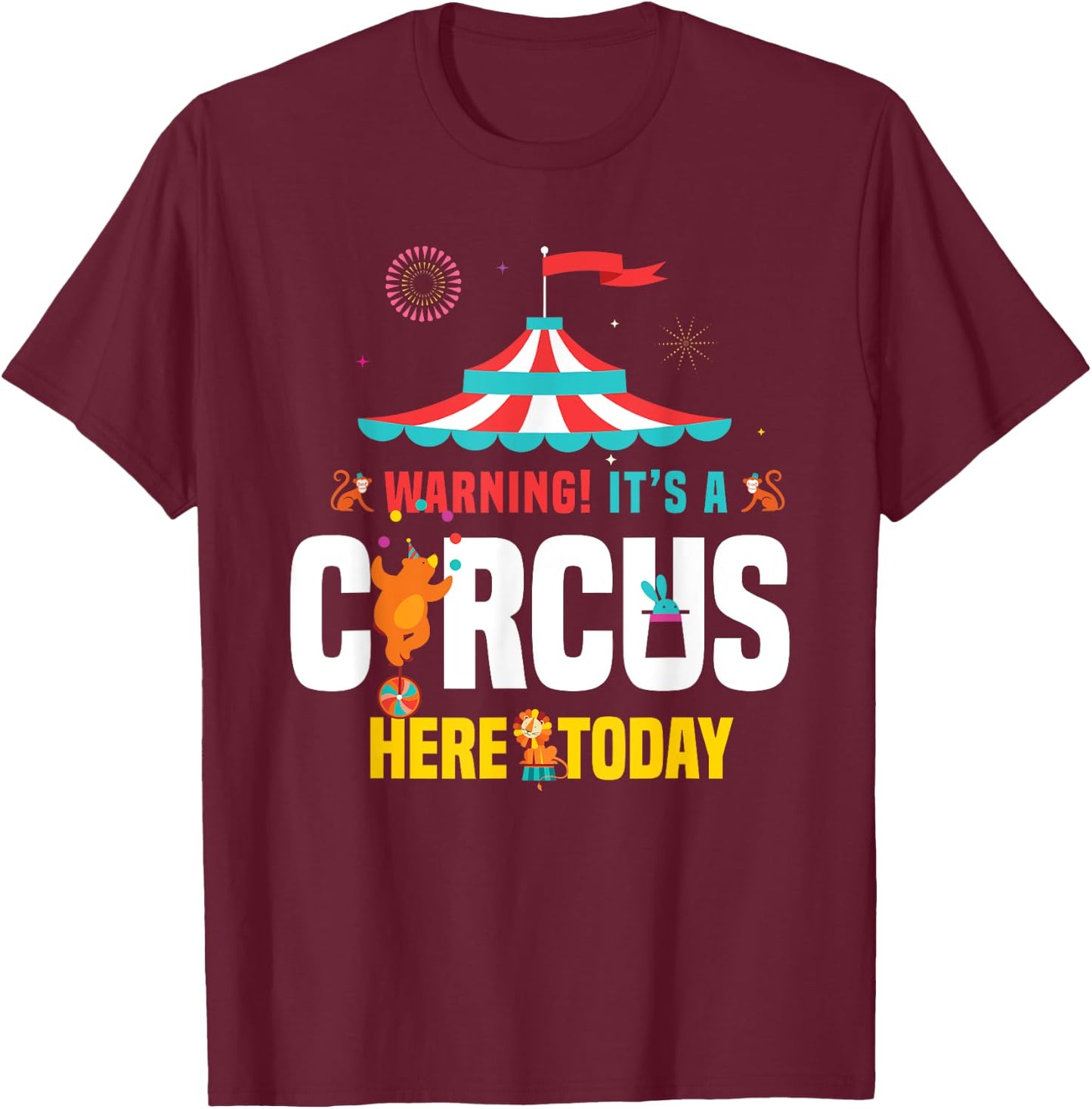Zirkus Karnevals Geschenk Women's Circus Carnival Birthday Party - Black, Small, Short Sleeve, Classic Fit, Cotton, Polyester T-Shirt - T-Shirt | Maroon