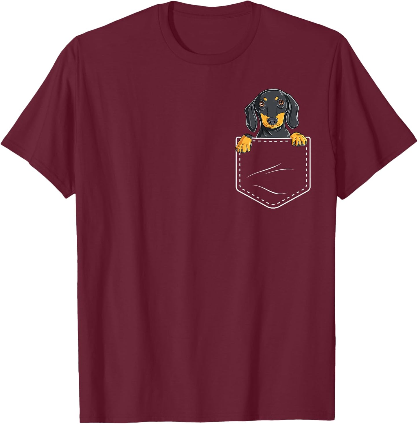 Dachshund In Pocket Funny Dog Puppy Lover Women Girls Kids T-Shirt - T-Shirt | Maroon