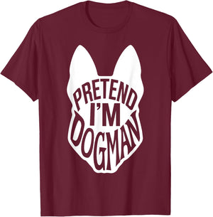 Funny Easy Adult Halloween Costumes Pretend I'm Dogman T-Shirt - T-Shirt | Maroon
