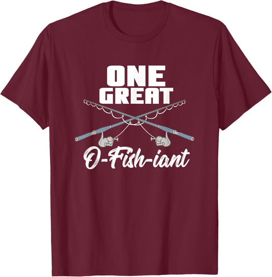 One Great O-Fish-iant Pun Fishing Lover Wedding Officiant T-Shirt - T-Shirt | Maroon
