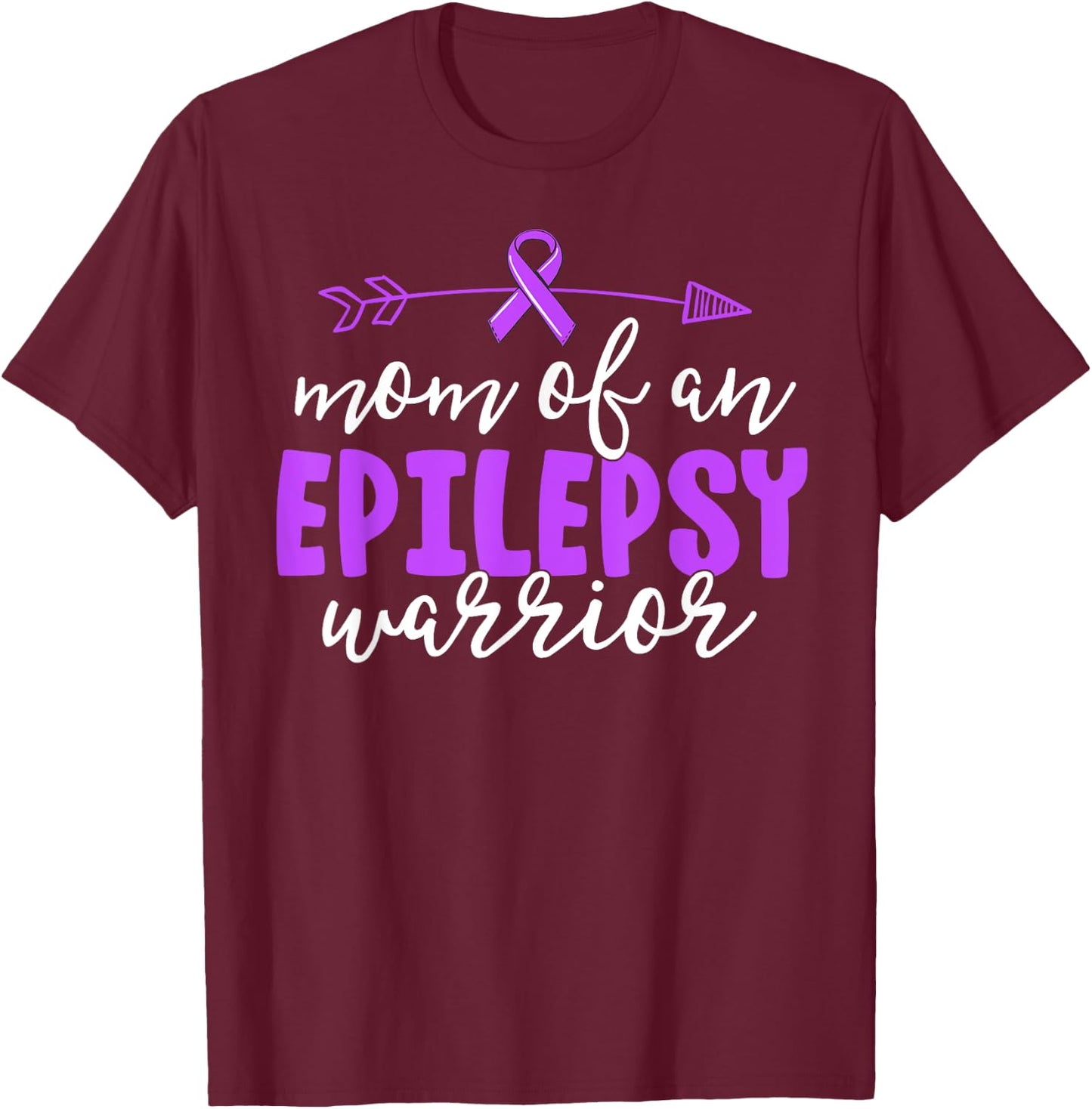 Epilepsy Mom Shirt Purple Ribbon Awareness Shirt Mother T-Shirt - T-Shirt | Maroon