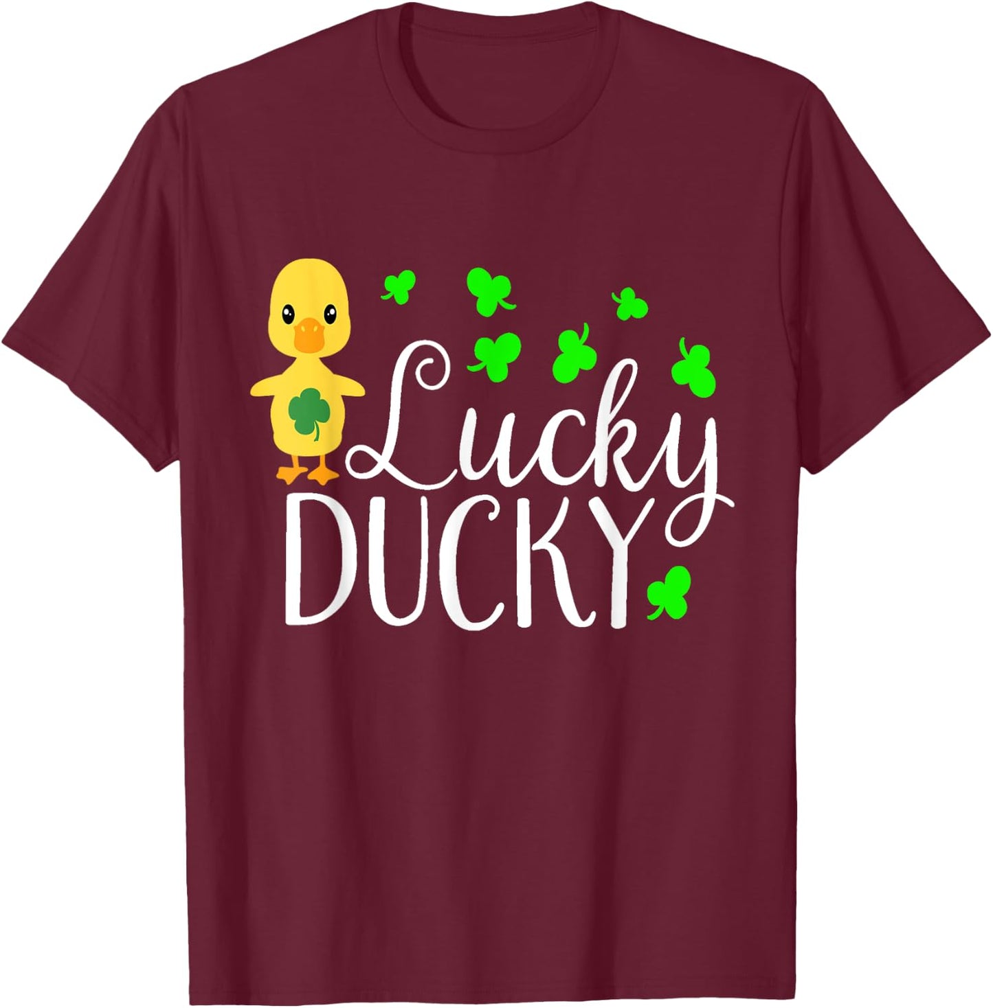 Lucky Ducky Cute Irish Duck Bird Ireland Kids School T-Shirt - T-Shirt | Maroon