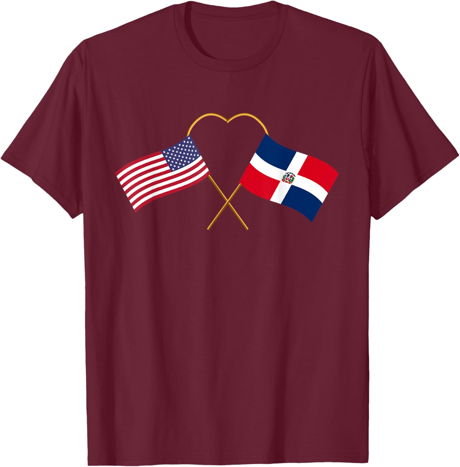 Dominican heritage USA Dom Rep American Flag Dominican Flag T-Shirt - T-Shirt | Maroon