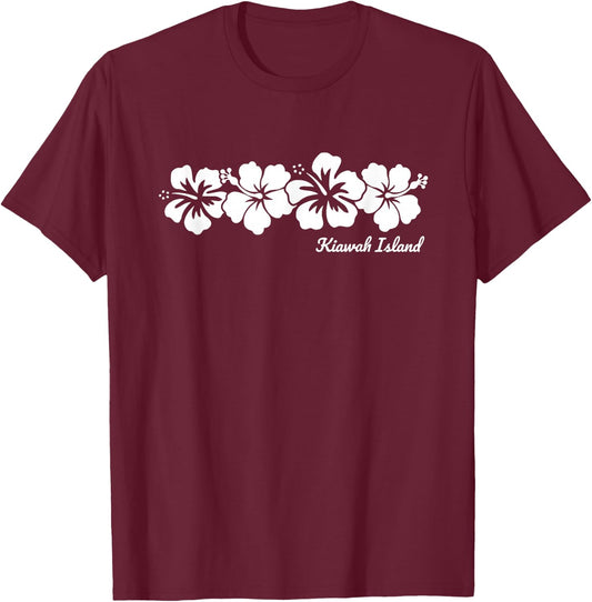 Kiawah Island South Carolina Hibiscus Flower Souvenir T-Shirt - T-Shirt | Maroon