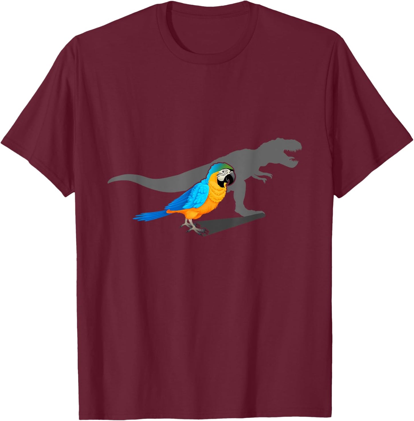Macaw T-Rex Shirt Macaw Shirt Blue Yellow Hybrid Macaw T-Shirt - T-Shirt | Maroon