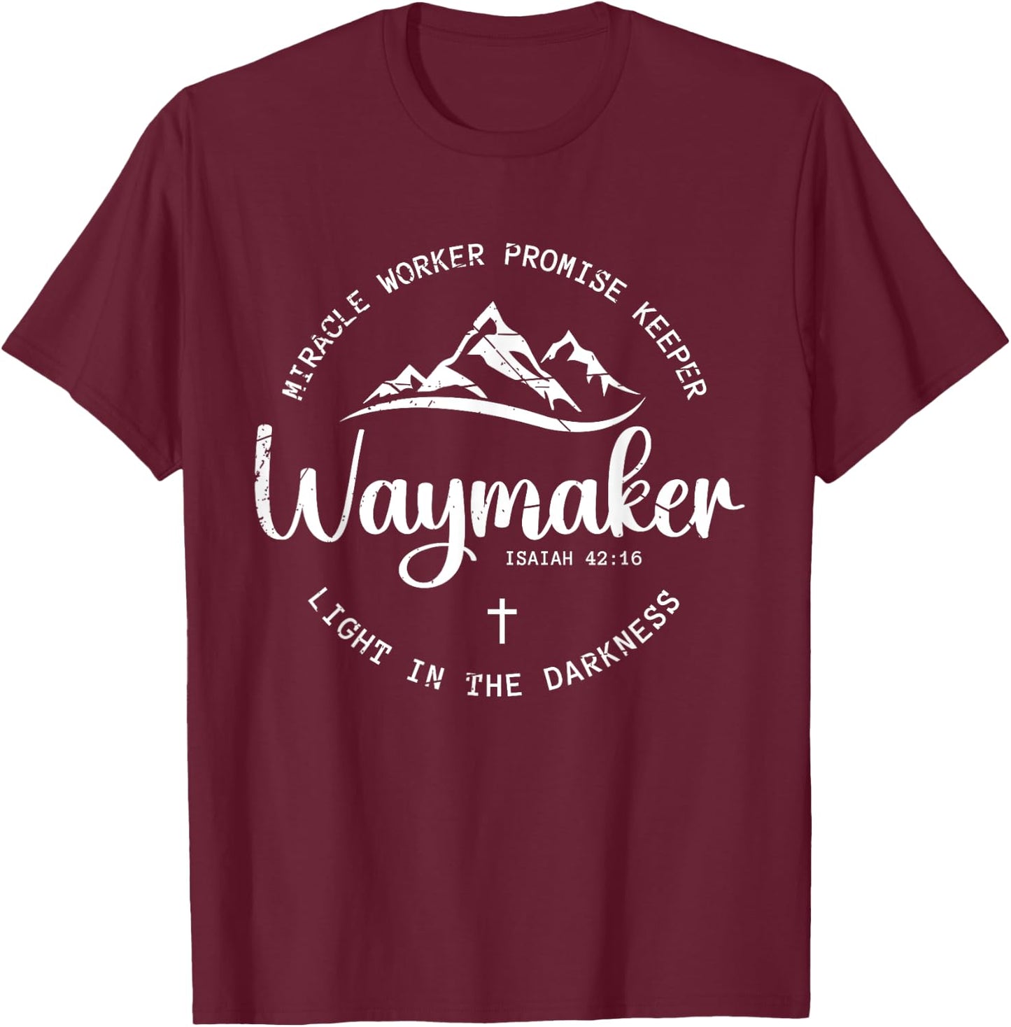 Promise Keeper Miracle Worker Spiritual Waymaker Christian T-Shirt - T-Shirt | Maroon