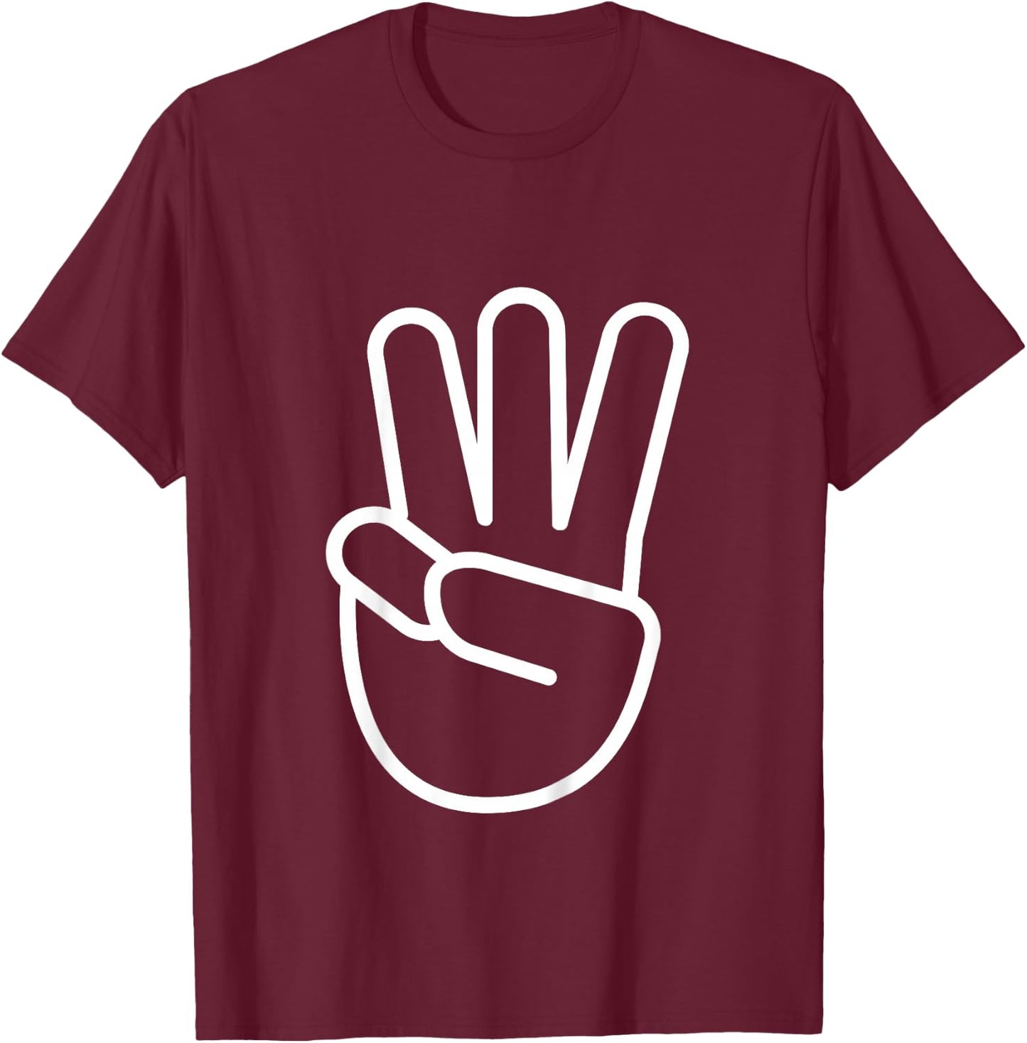 Three 3 Years Old Fingers 3rd Third Birthday Boys Girls Kids T-Shirt - T-Shirt | Maroon