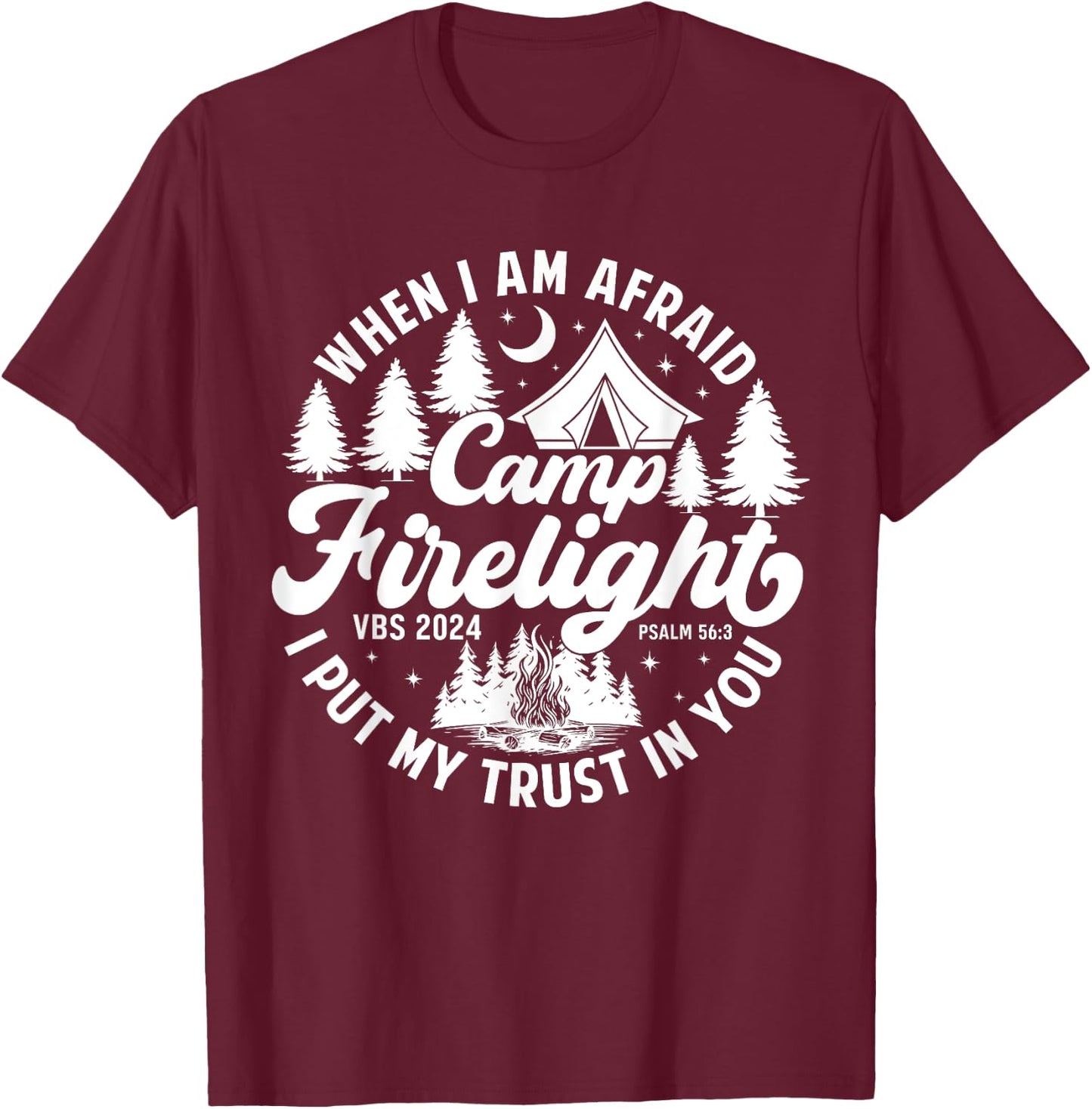 Camp Firelight Vacation Bible School VBS 2024 Christian Camp T-Shirt - T-Shirt | Maroon