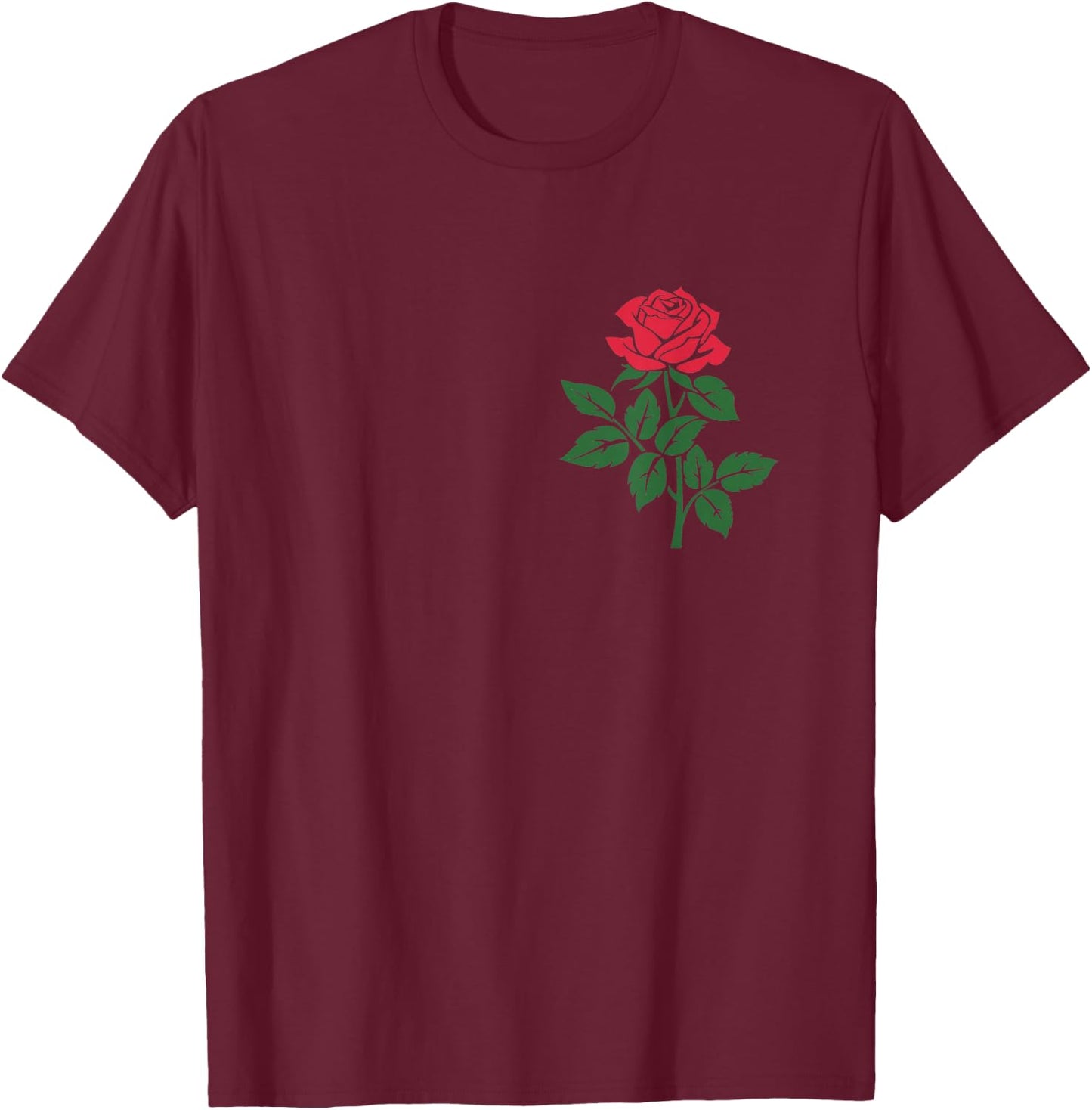 Rose Flower Floral Romantic Love Valentines Day Graphic T-Shirt - T-Shirt | Maroon