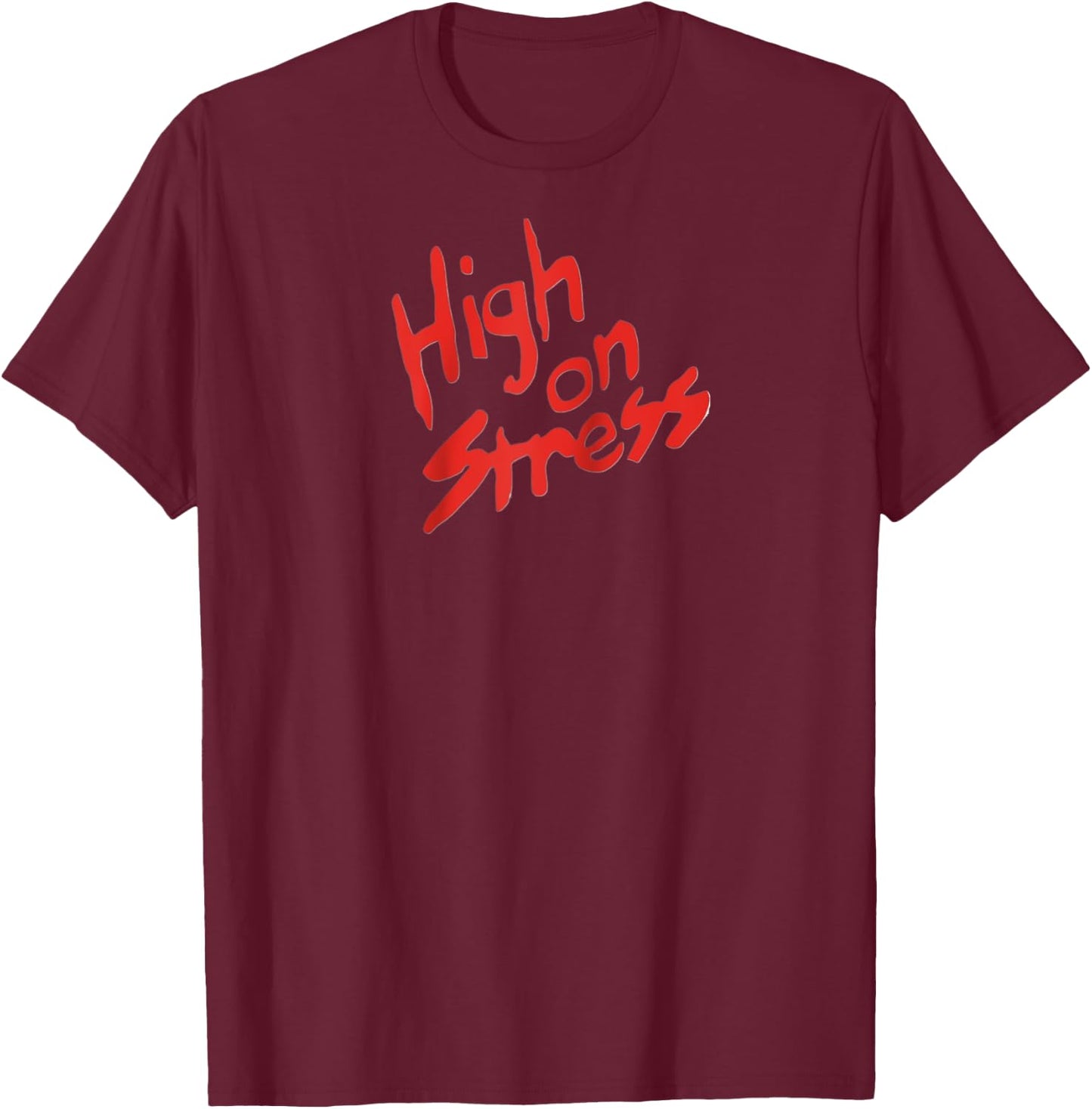 High on Stress Revenge Nerds Classic 80s Funny Vintage Retro Raglan Baseball T-Shirt - T-Shirt | Maroon