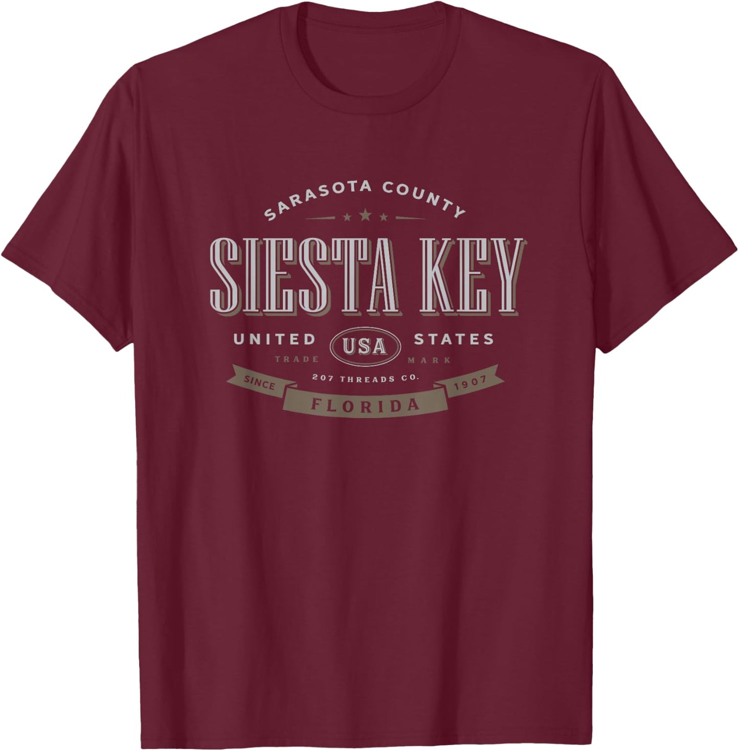 Siesta Key FL Florida Keys Vacation Souvenir T-Shirt - T-Shirt | Maroon
