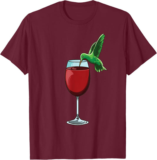 Funny Hummingbird Humming Birds Wine Drinking Bird Lover T-Shirt - T-Shirt | Maroon