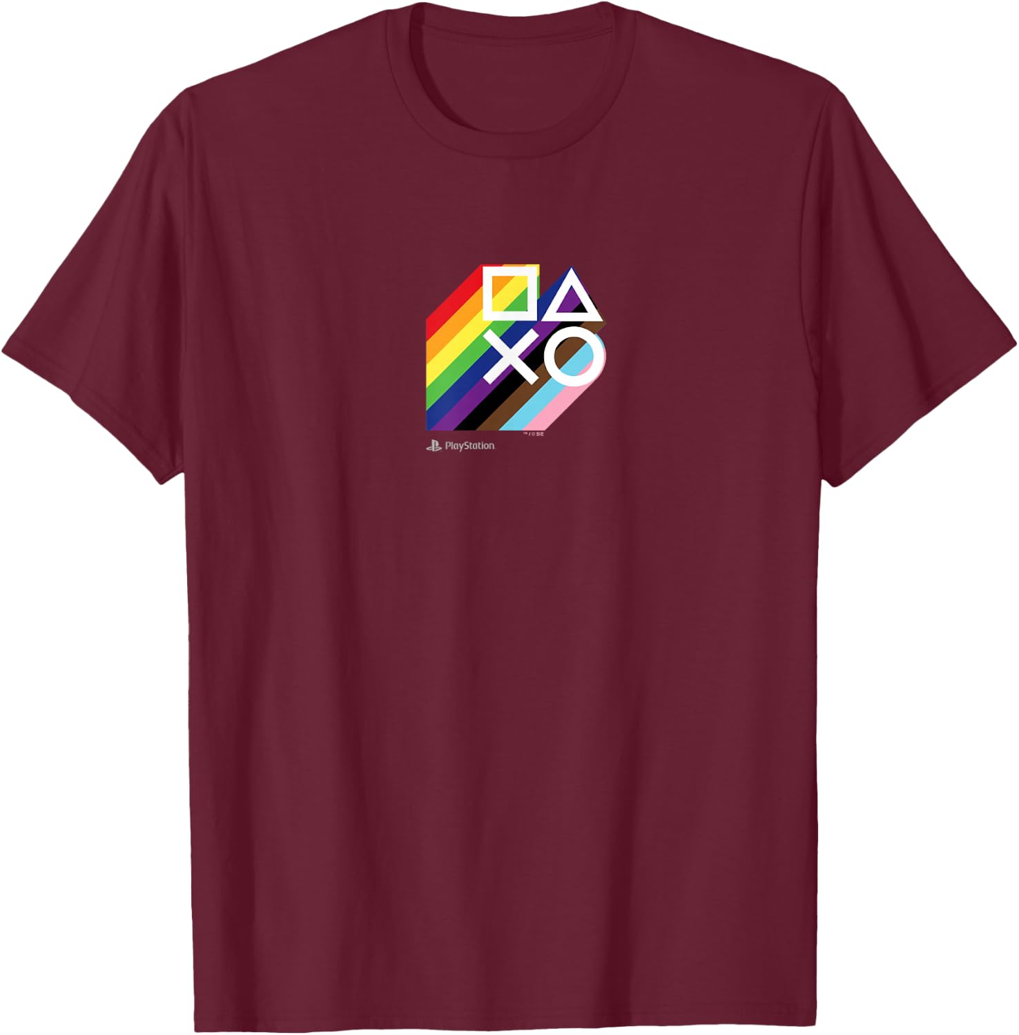 PlayStation Pride LGBTQIA Collection Stacked Chest Logo T-Shirt - T-Shirt | Maroon