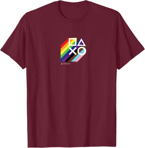 PlayStation Pride LGBTQIA Collection Stacked Chest Logo T-Shirt - T-Shirt | Maroon