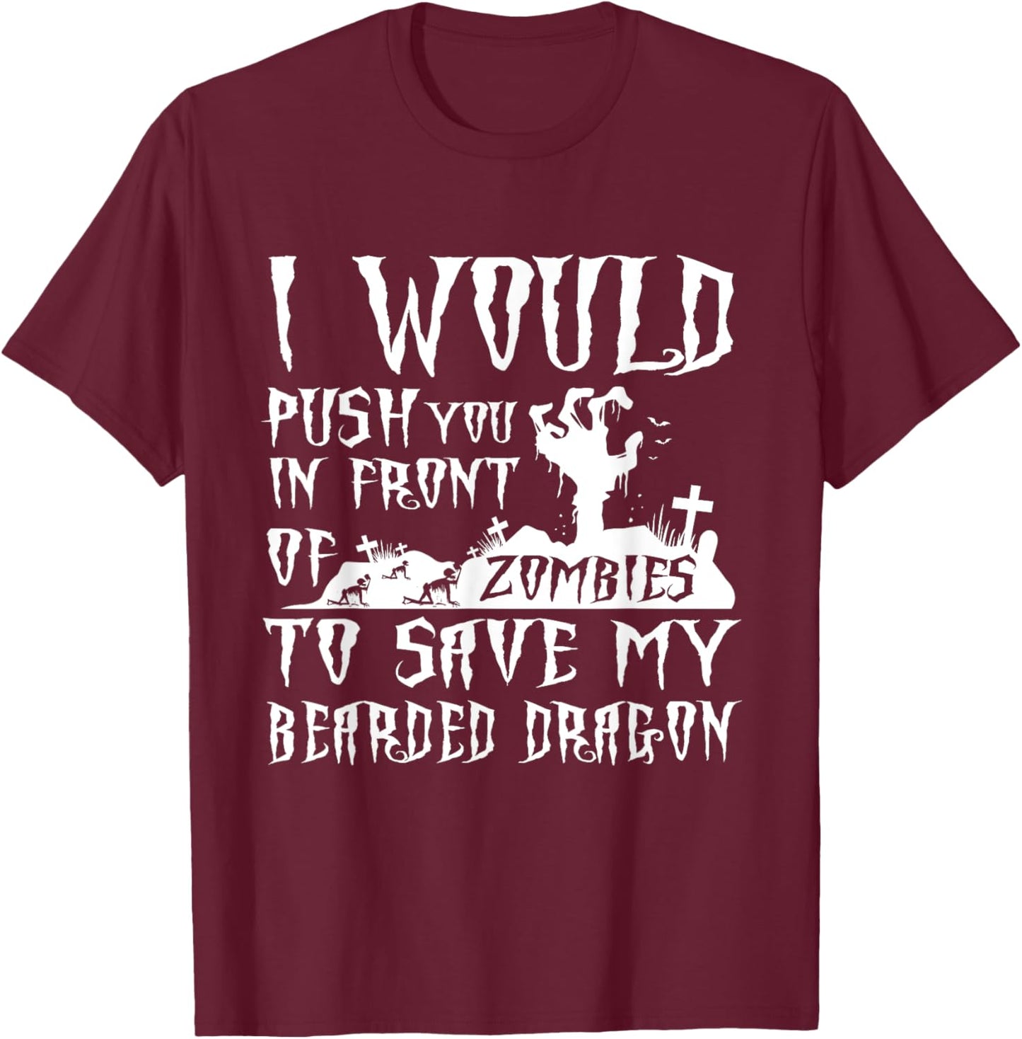 Bearded Dragon Dad Shirt Father's Day Halloween Zombies T-Shirt - T-Shirt | Maroon