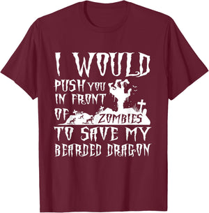Bearded Dragon Dad Shirt Father's Day Halloween Zombies T-Shirt - T-Shirt | Maroon