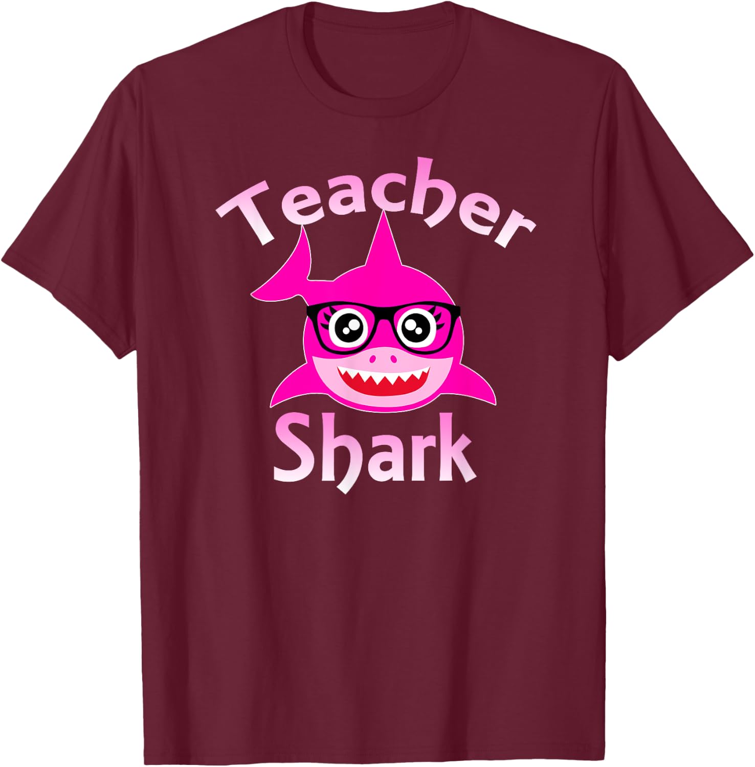 Teacher Shark Funny Female Teacher T-Shirt - T-Shirt | Maroon