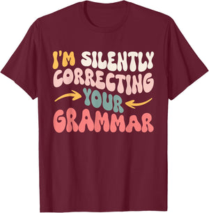 English Teacher Grammar Police Men Women Girls Kids T-Shirt - T-Shirt | Maroon