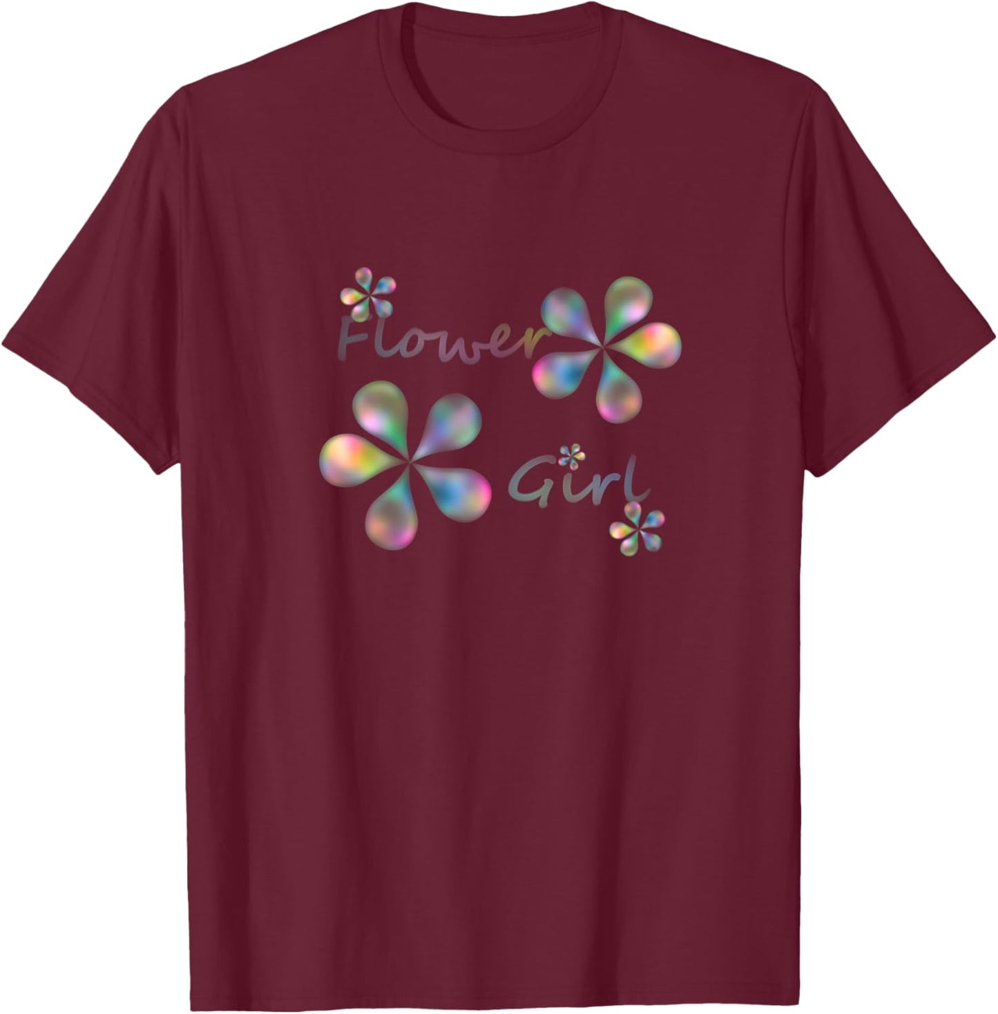 Flower Girl Rainbow Metallic Shirt T-Shirt - T-Shirt | Maroon