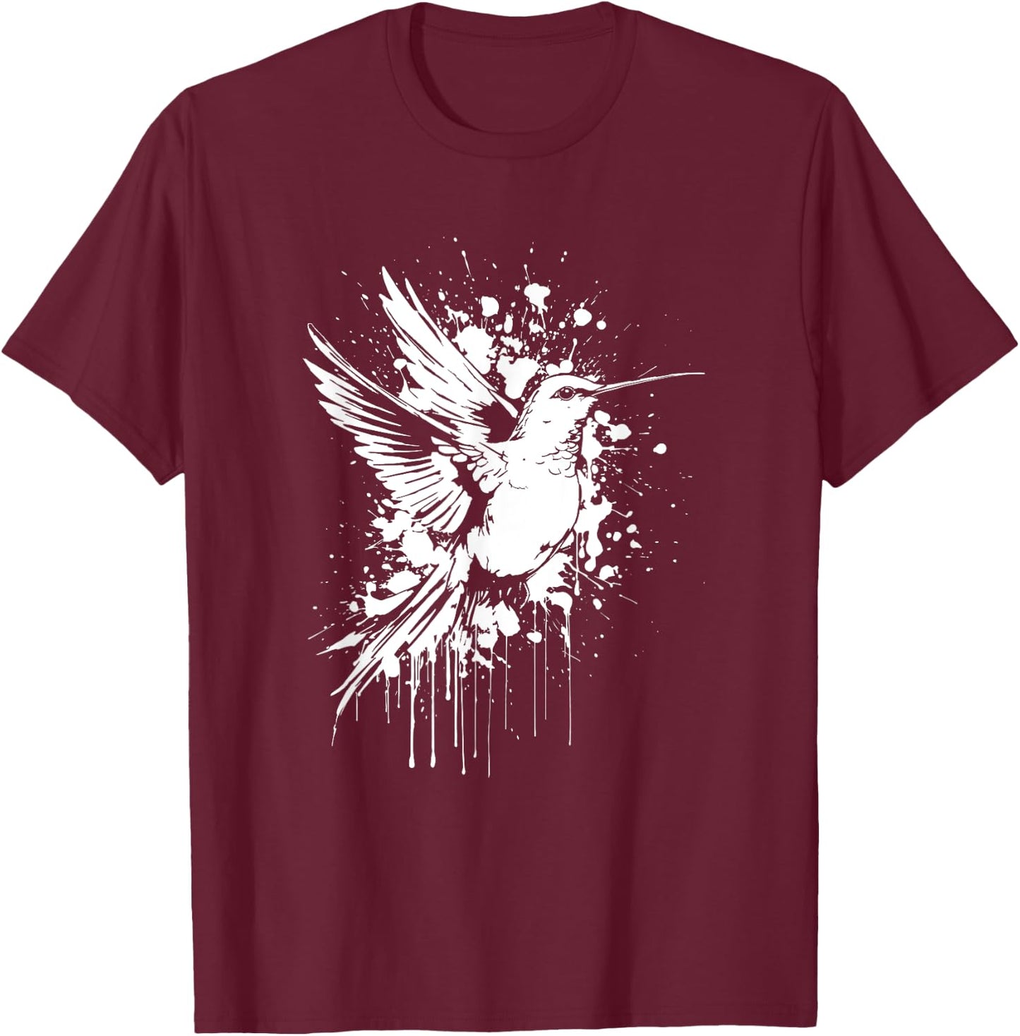Hummingbird Birdwatching Ornithology Watercolor Hummingbird T-Shirt - T-Shirt | Maroon