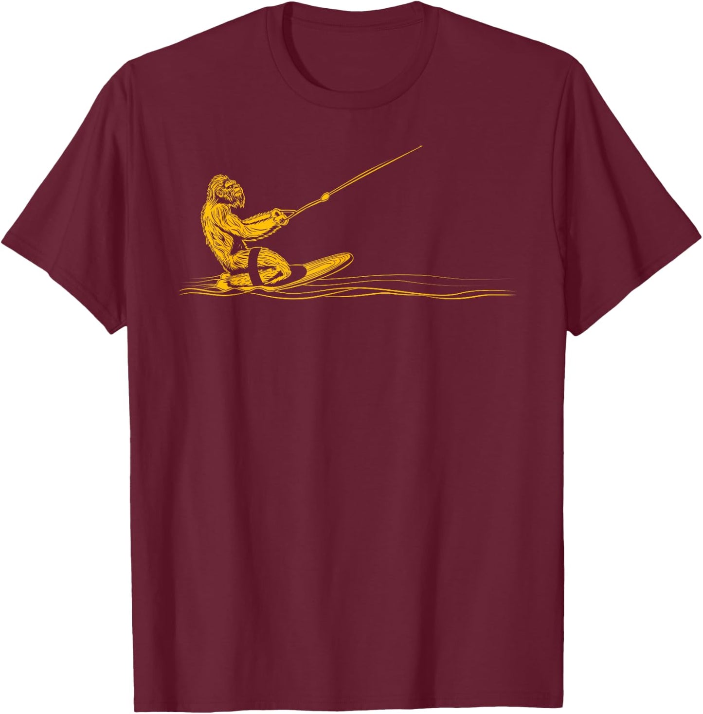 Kneeboarding Funny Bigfoot Kneeboarder T-Shirt - T-Shirt | Maroon