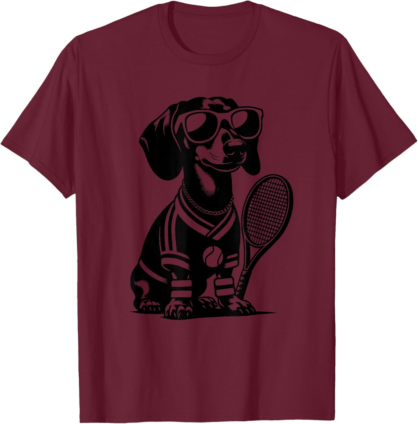 Dachshund Wiener Dog Owner Tennis Player T-Shirt - T-Shirt | Maroon