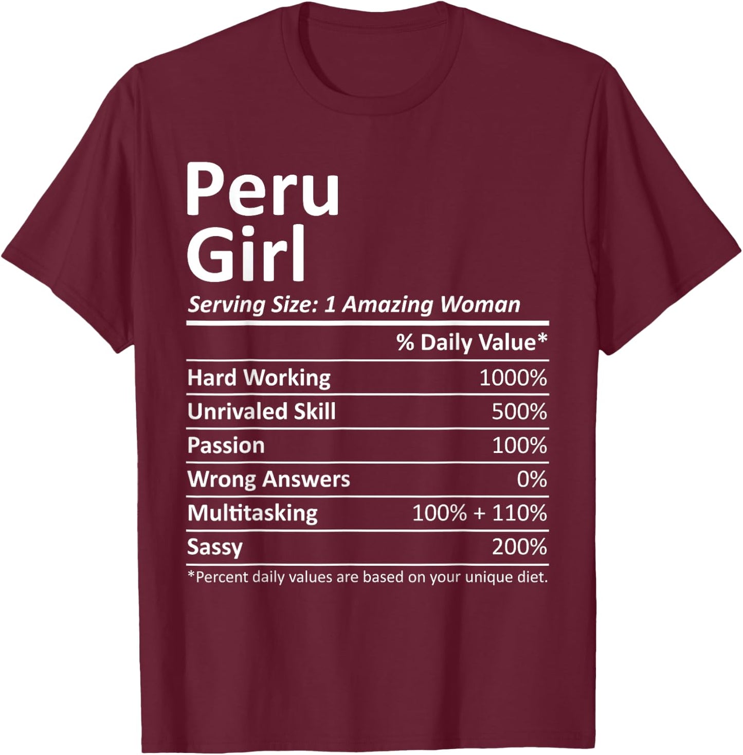 PERU GIRL IN INDIANA Funny City Home Roots USA Gift T-Shirt - T-Shirt | Maroon