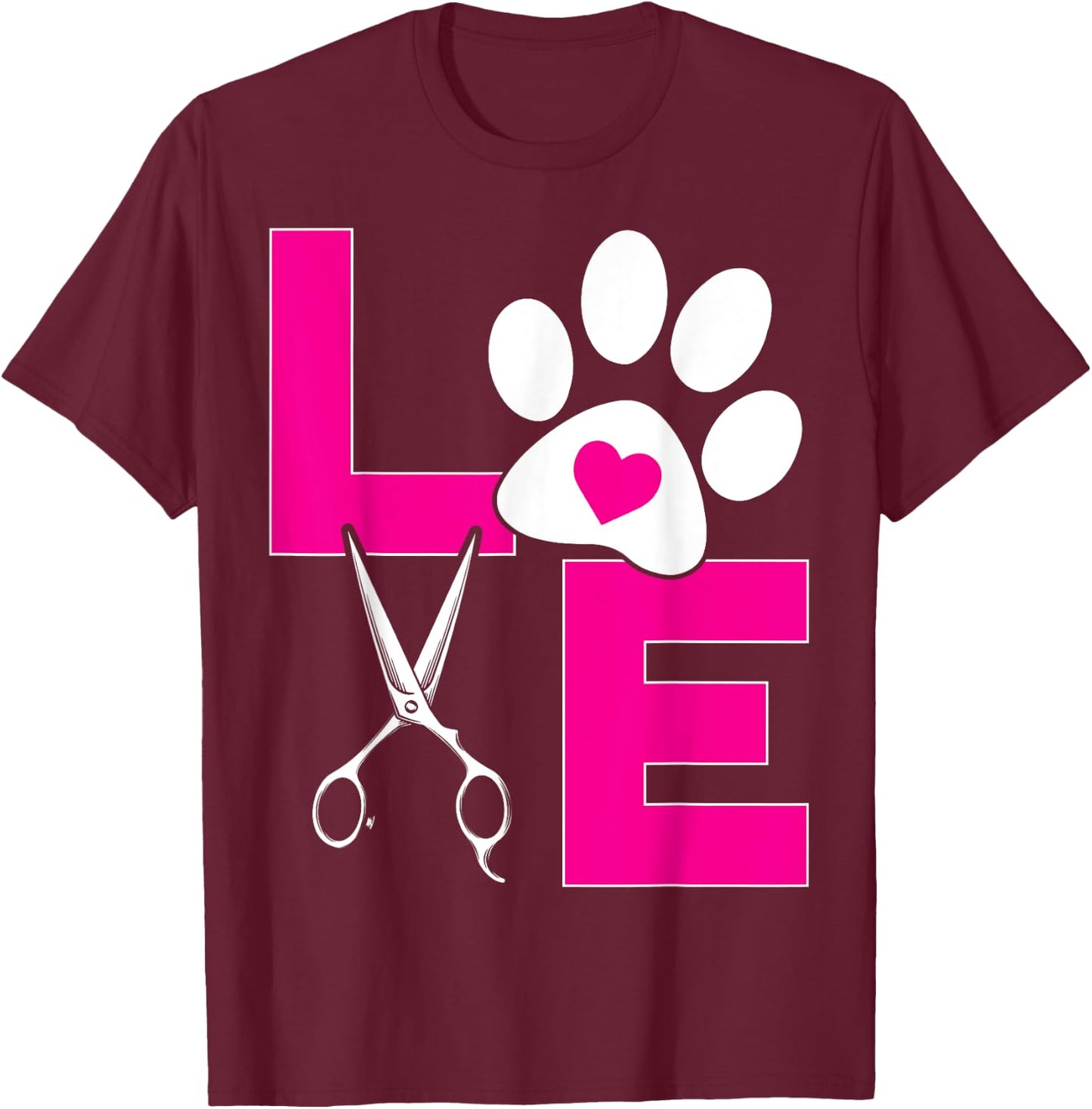 Cute Dog Groomer Funny Dog Grooming Love Christmas Men Women Girls Kids T-Shirt - T-Shirt | Maroon