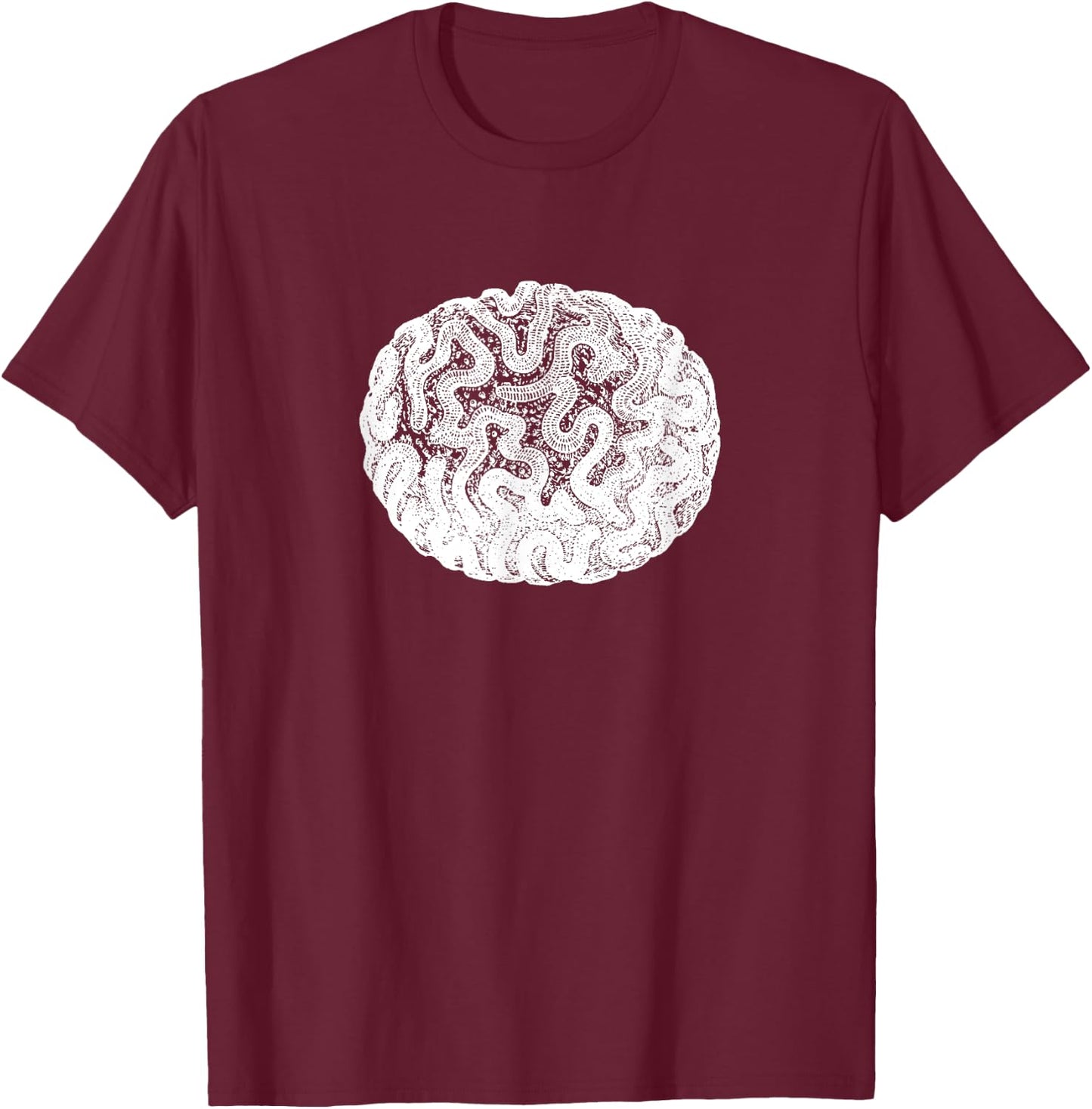 Brain Coral Ocean Marine Benthic Coral Reef T-Shirt - T-Shirt | Maroon
