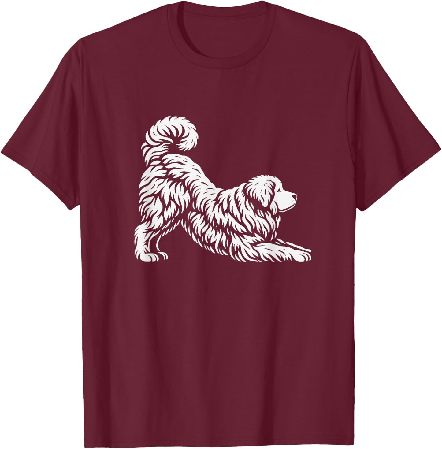 Great Pyrenees Dog Yoga Pose Graphic Design T-Shirt - T-Shirt | Maroon