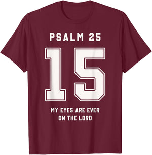 Psalm 25:15 Bible Verse Team Sports Jersey Christian T-Shirt - T-Shirt | Maroon