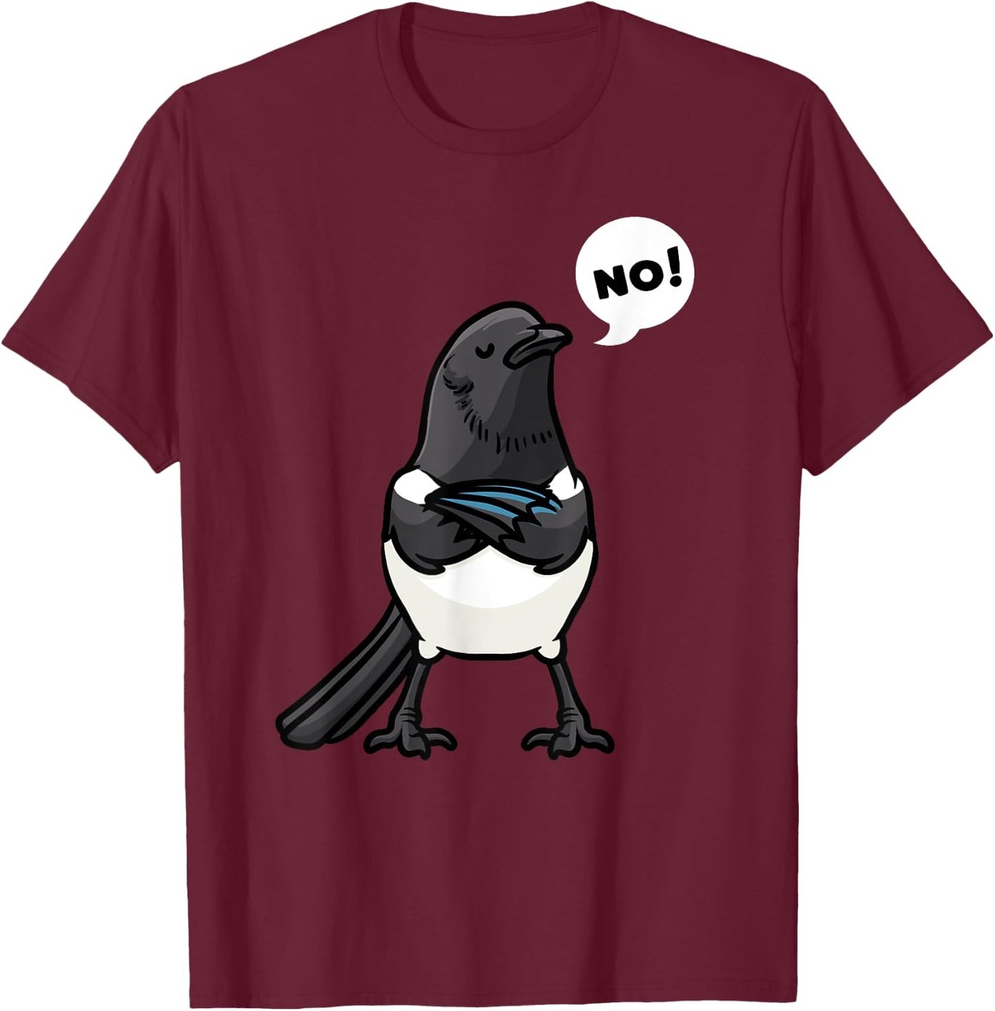 Eurasian Magpie Bird Common Magpie T-Shirt - T-Shirt | Maroon