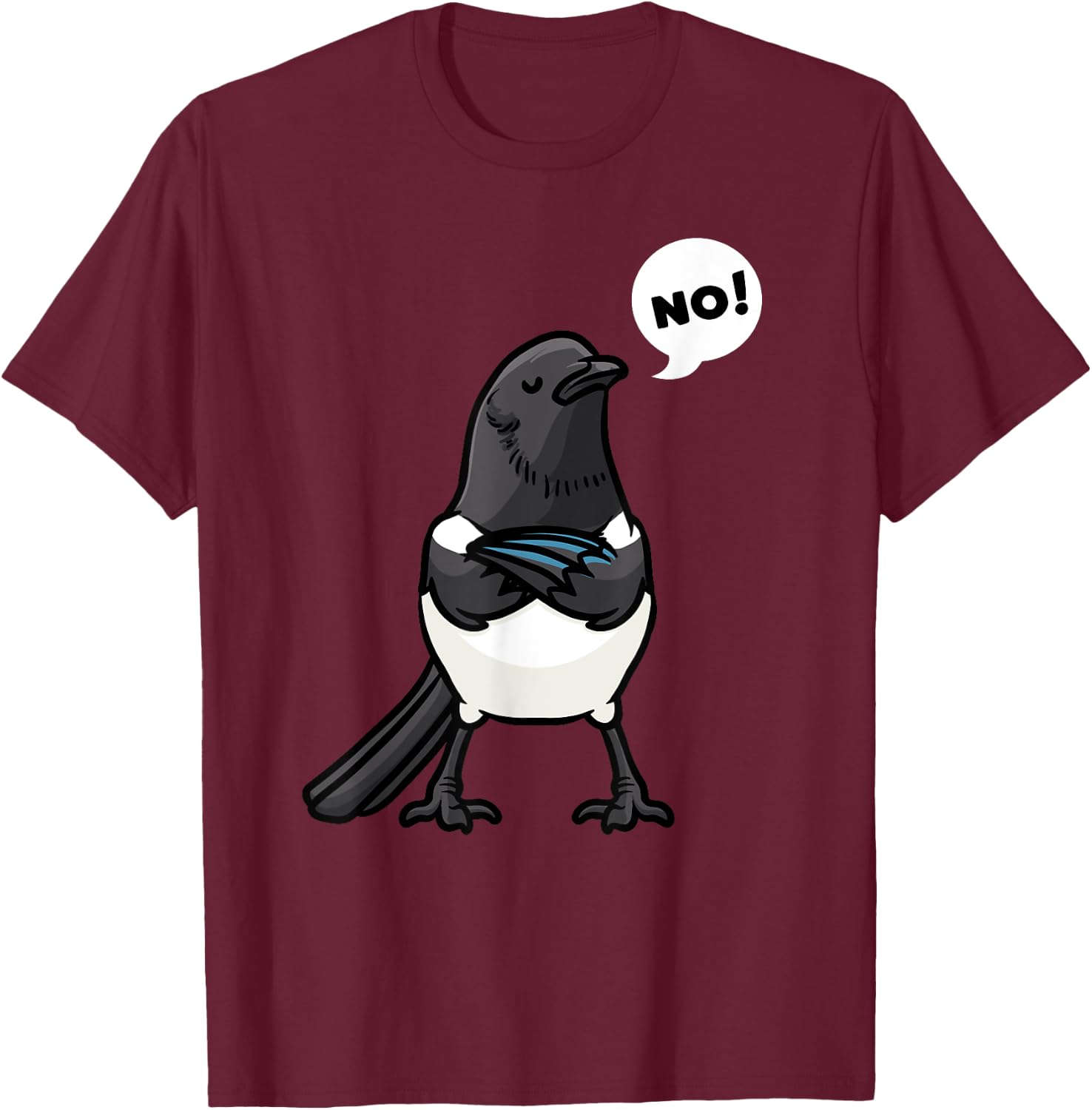 Eurasian Magpie Bird Common Magpie T-Shirt - T-Shirt | Maroon