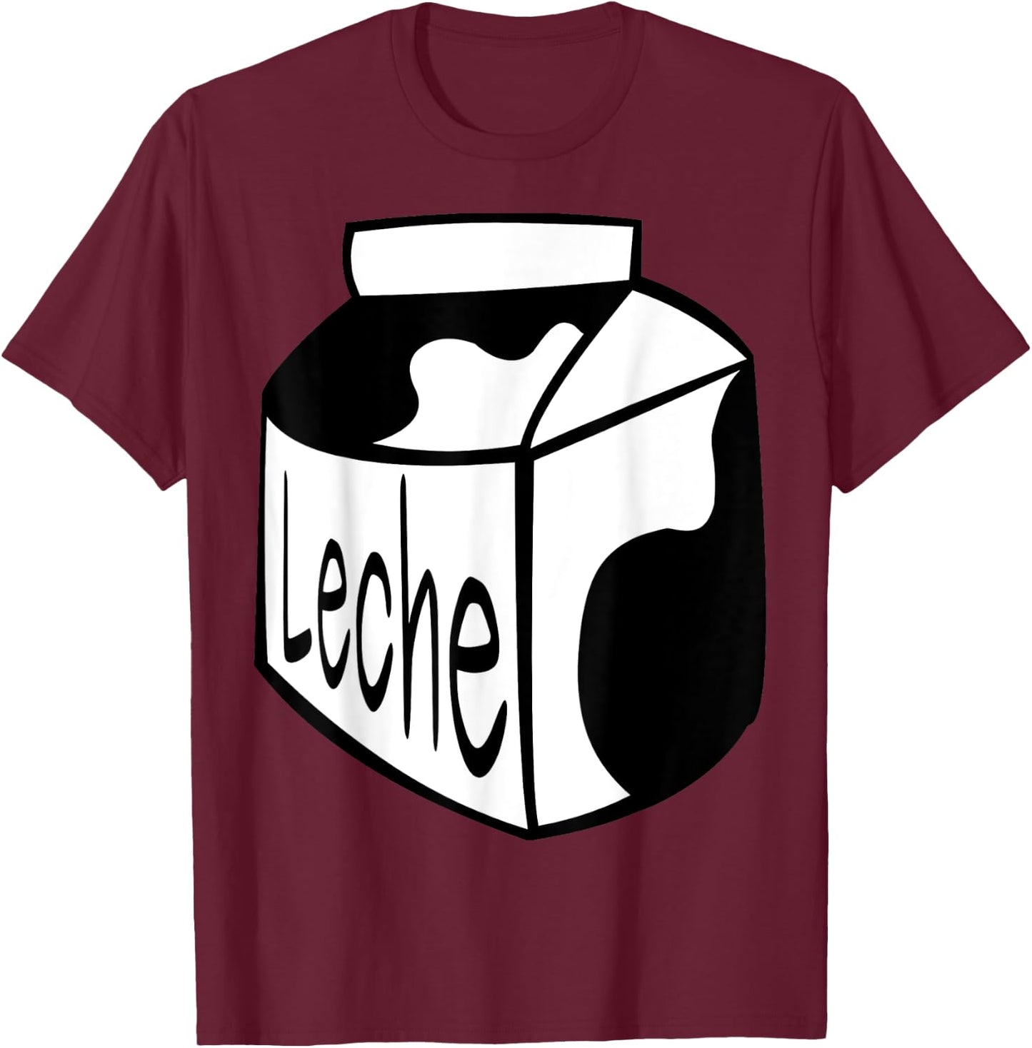 Leche Spanish Milk Carton Dairy Lover T-Shirt - T-Shirt | Maroon