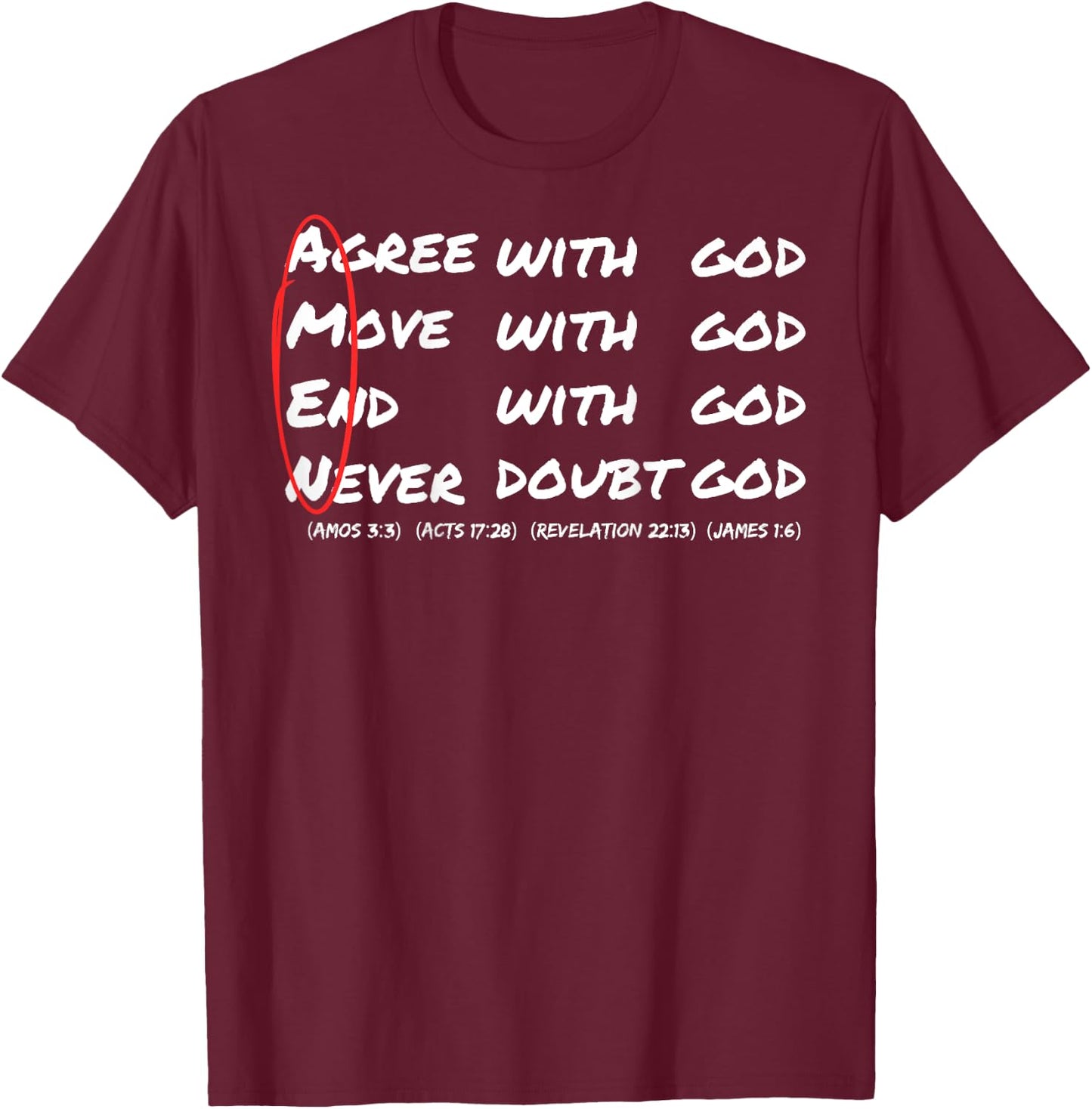 Amen Agree With God Christian Bible Verse Jesus Christ T-Shirt - T-Shirt | Maroon