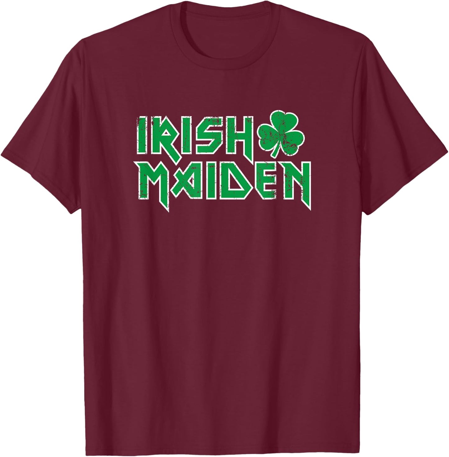 Irish Maiden, funny heavy rocker paddy maeve beer maid craic T-Shirt - T-Shirt | Maroon